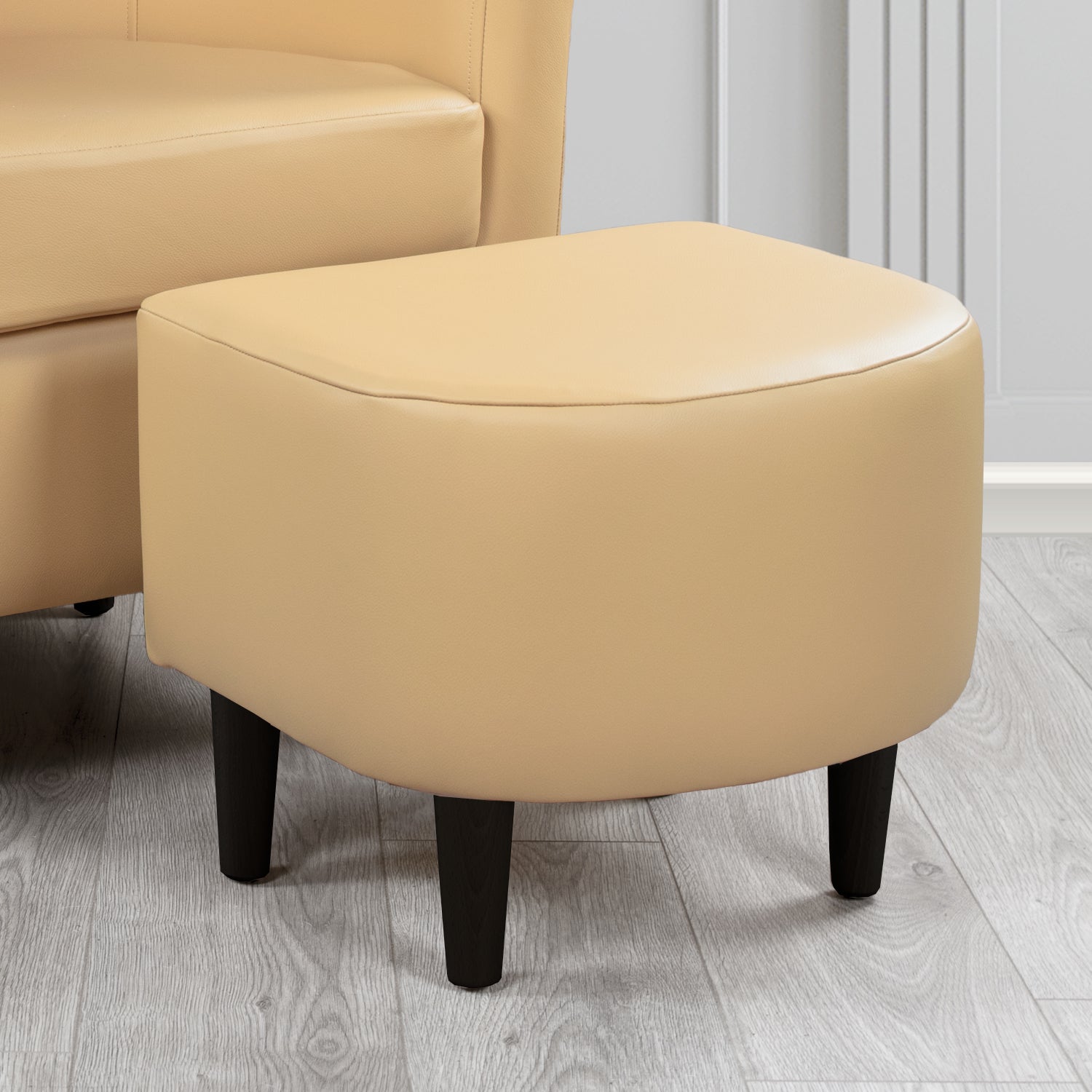 St Tropez Footstool in Crest Leather Shelly Crib 5 Genuine Leather