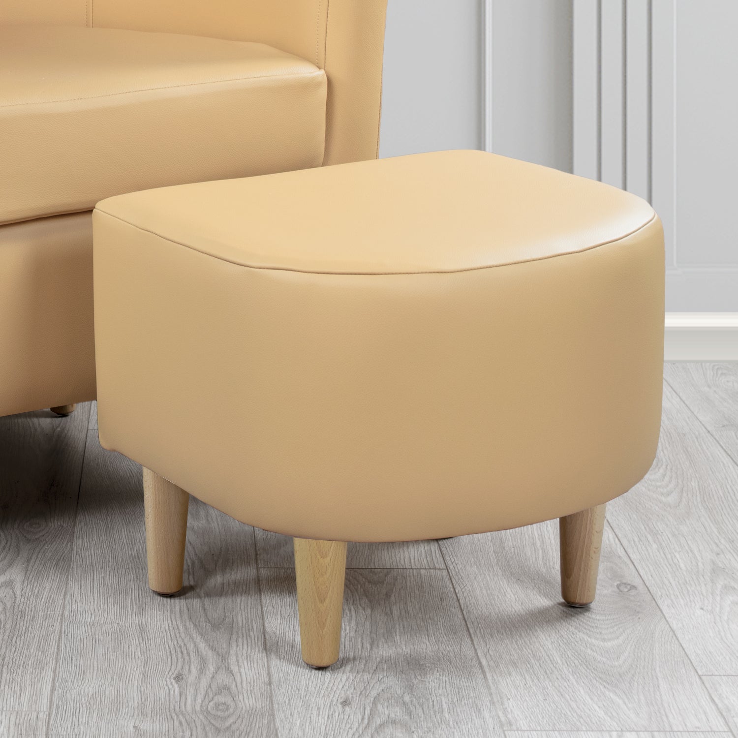 St Tropez Footstool in Crest Leather Shelly Crib 5 Genuine Leather