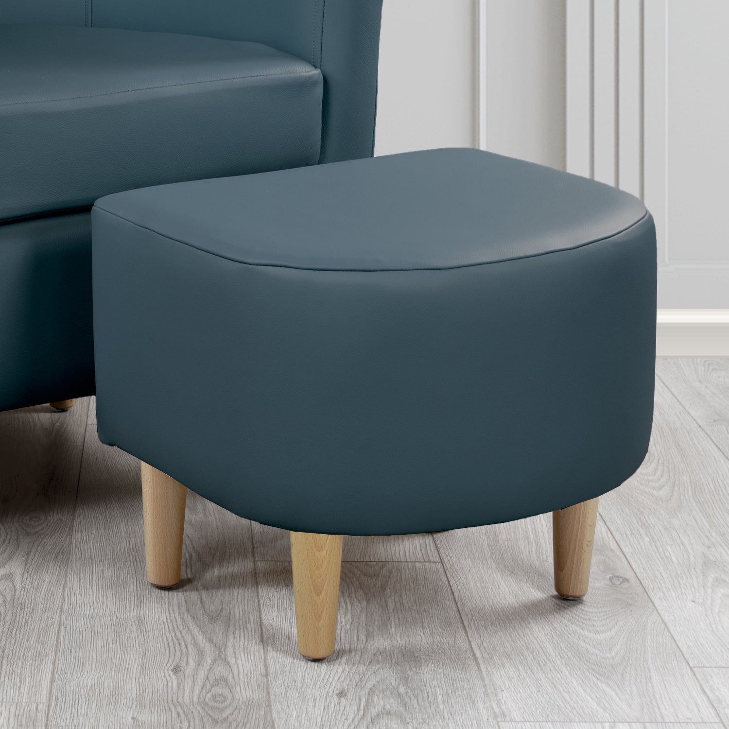 St Tropez Footstool in Crest Leather Shelly Crib 5 Genuine Leather