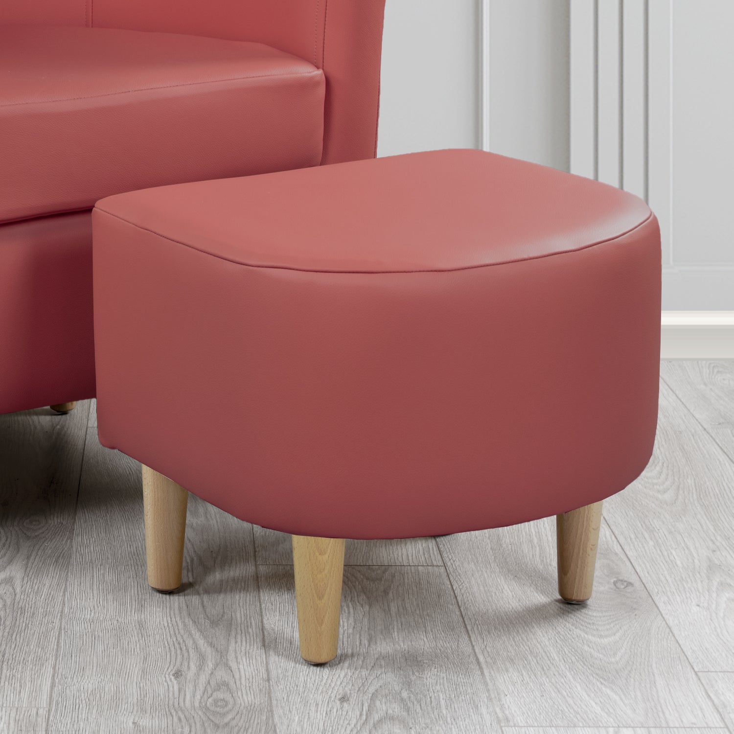 St Tropez Footstool in Crest Leather Shelly Crib 5 Genuine Leather