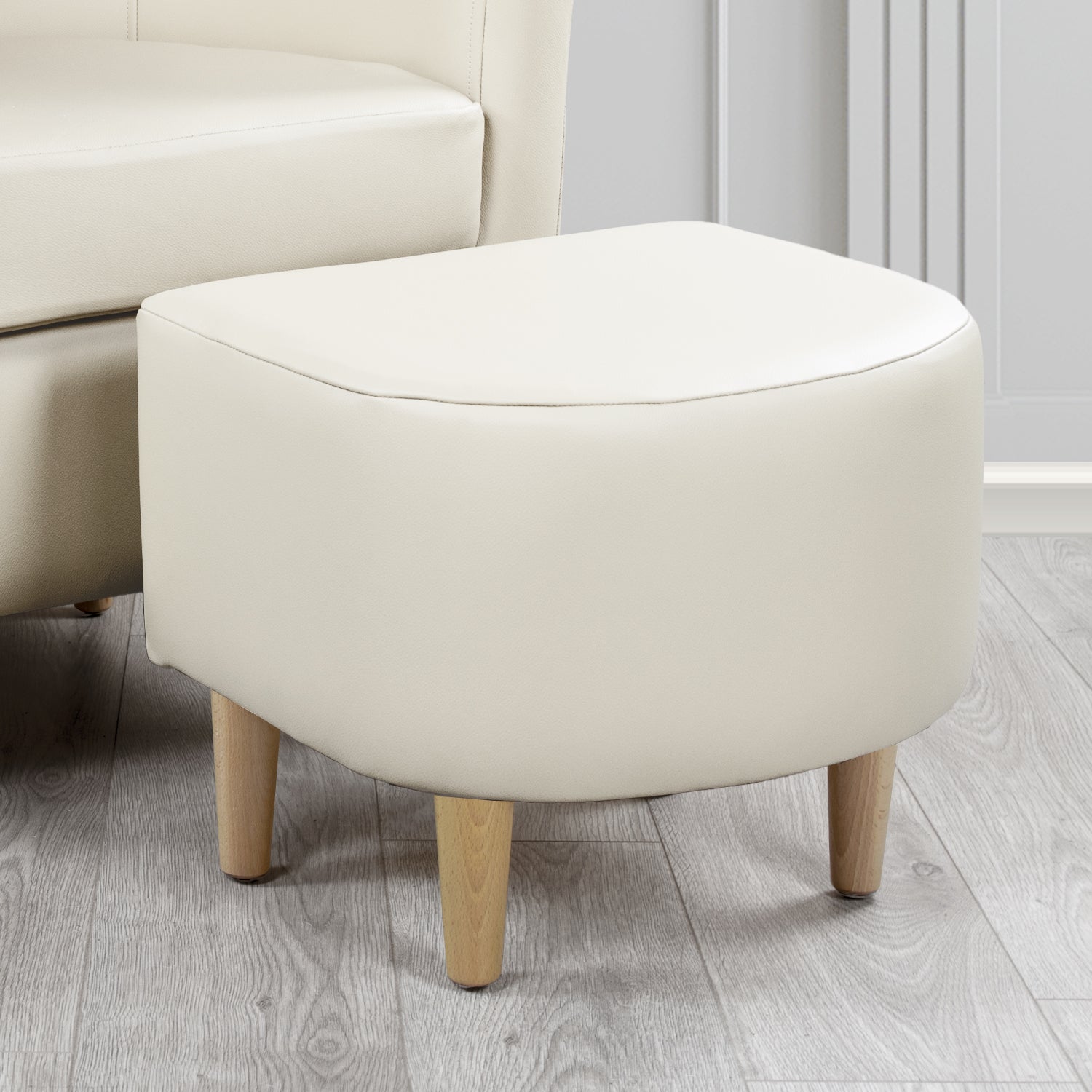 St Tropez Footstool in Crest Leather Shelly Crib 5 Genuine Leather