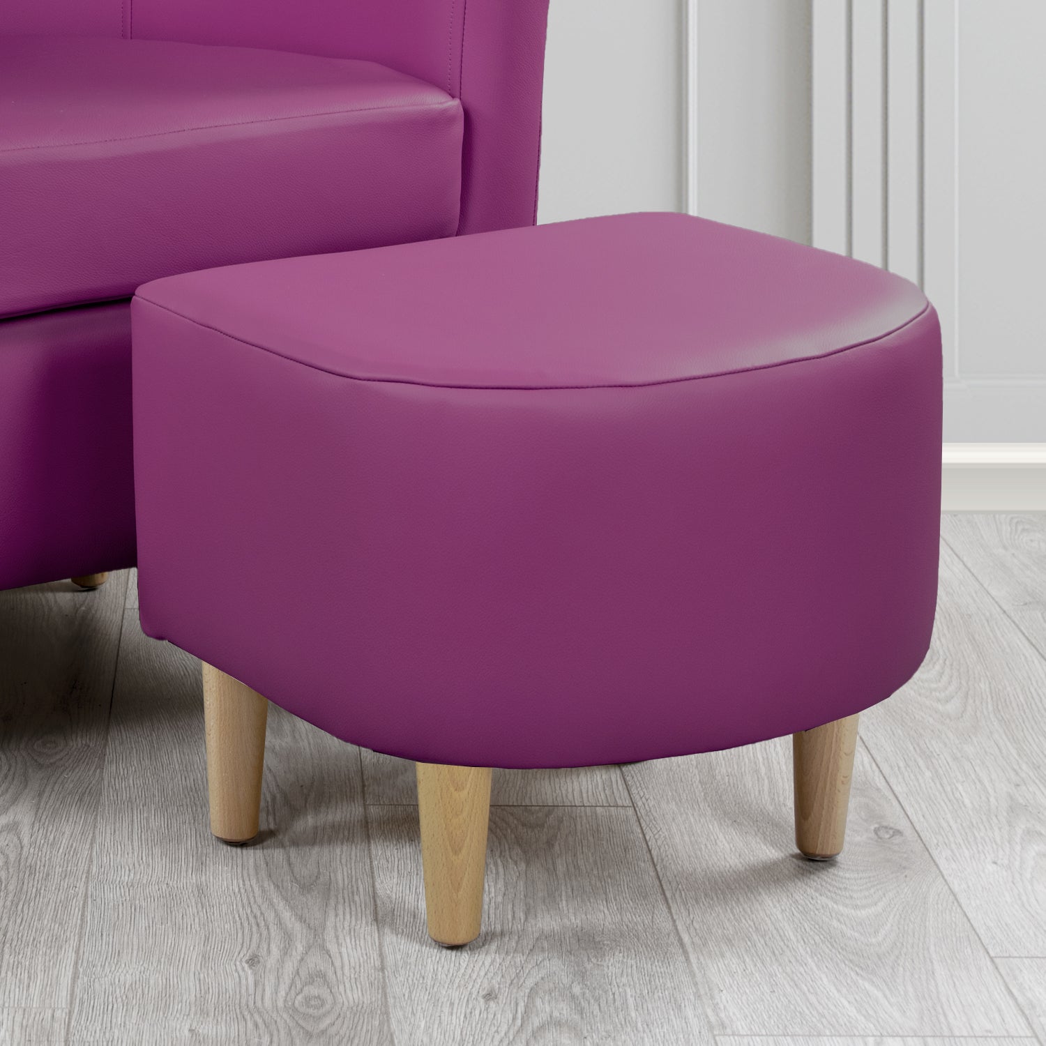 St Tropez Footstool in Crest Leather Shelly Crib 5 Genuine Leather