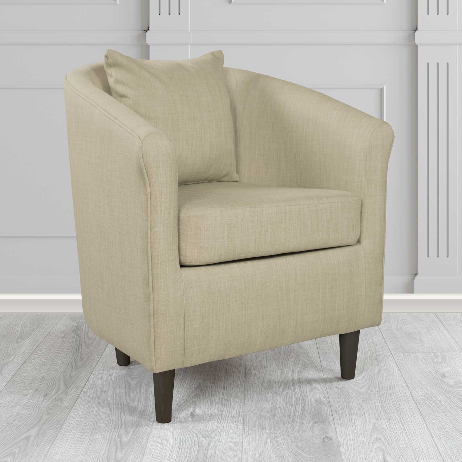 St Tropez Tub Chair with Scatter Cushion in Charles Plain Linen Fabric