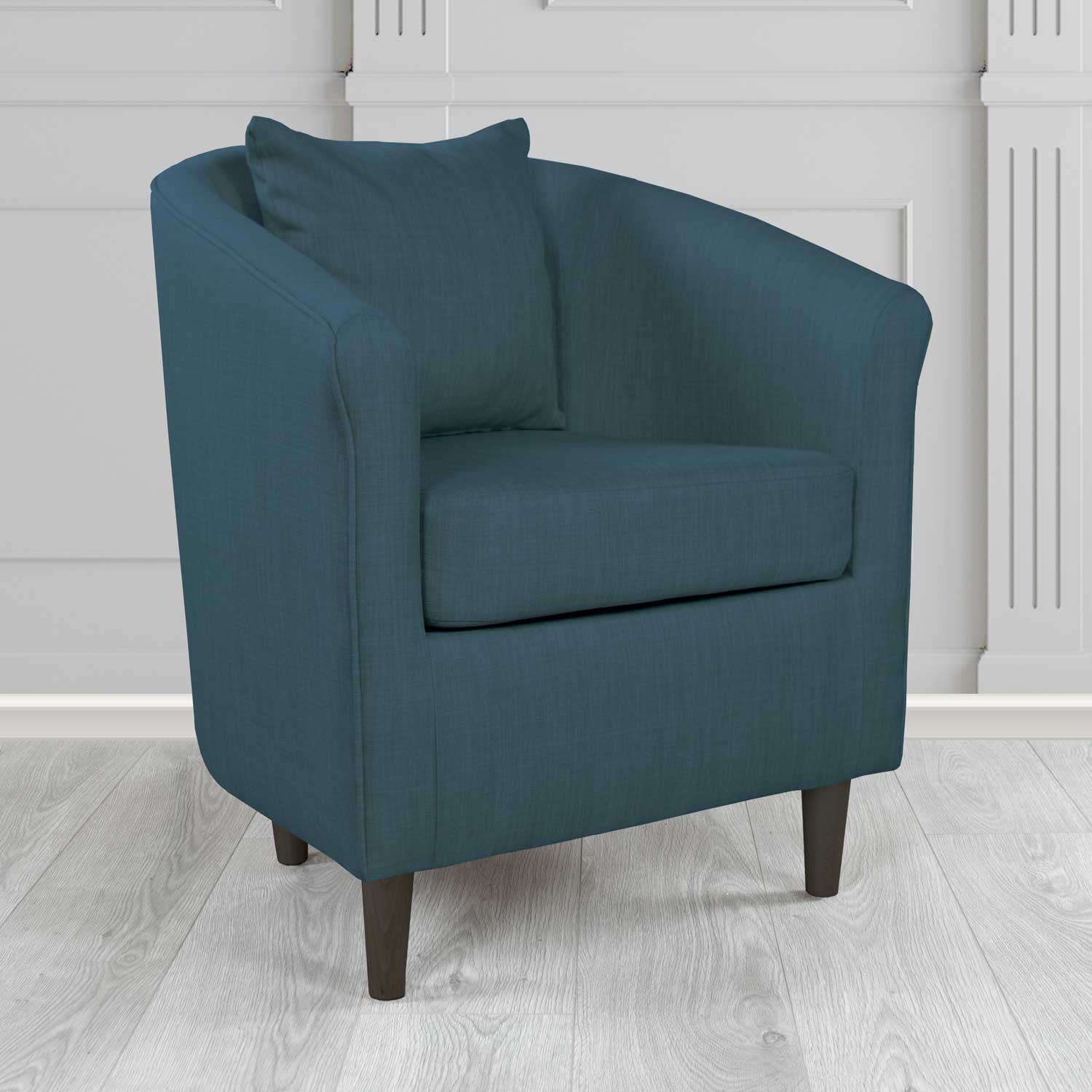 St Tropez Tub Chair with Scatter Cushion in Charles Plain Linen Fabric - The Tub Chair Shop