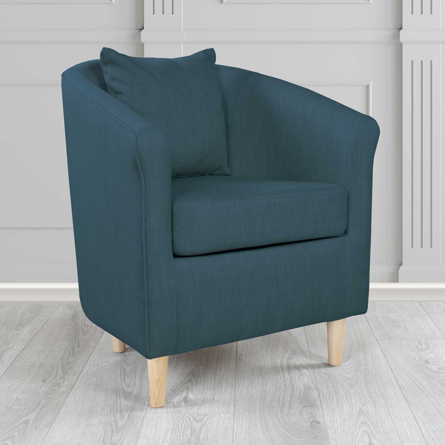 St Tropez Tub Chair with Scatter Cushion in Charles Plain Linen Fabric - The Tub Chair Shop