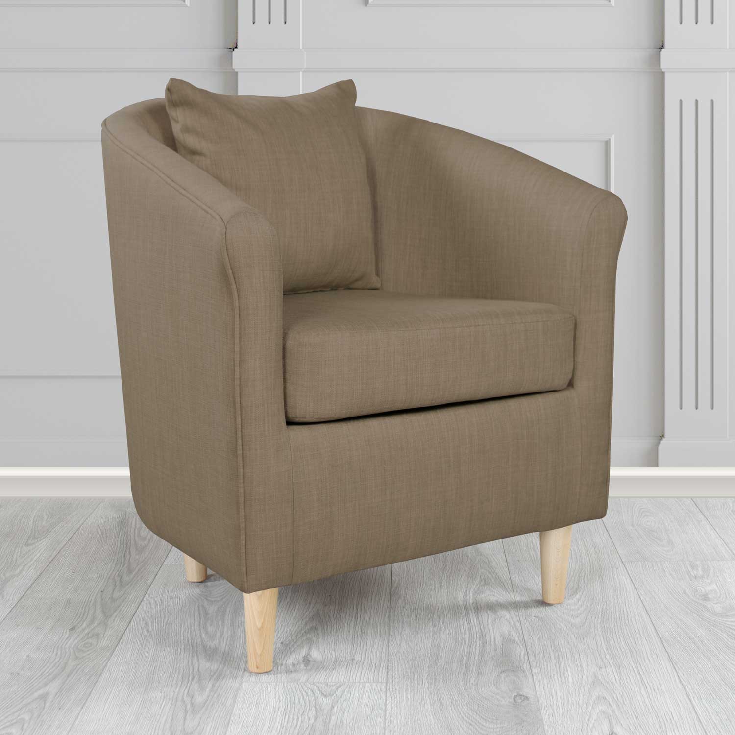 St Tropez Tub Chair with Scatter Cushion in Charles Plain Linen Fabric