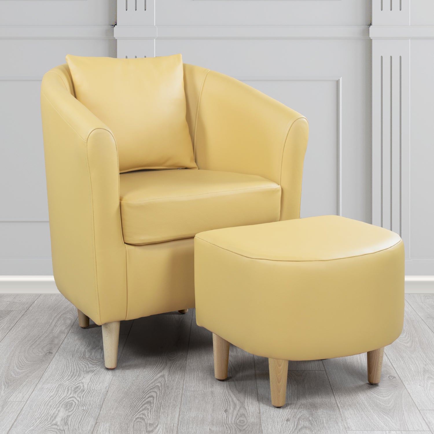 St Tropez Tub Chair & Footstool Set With Scatter Cushion in Crest Leather Shelly Angel Crib 5 Genuine Leather