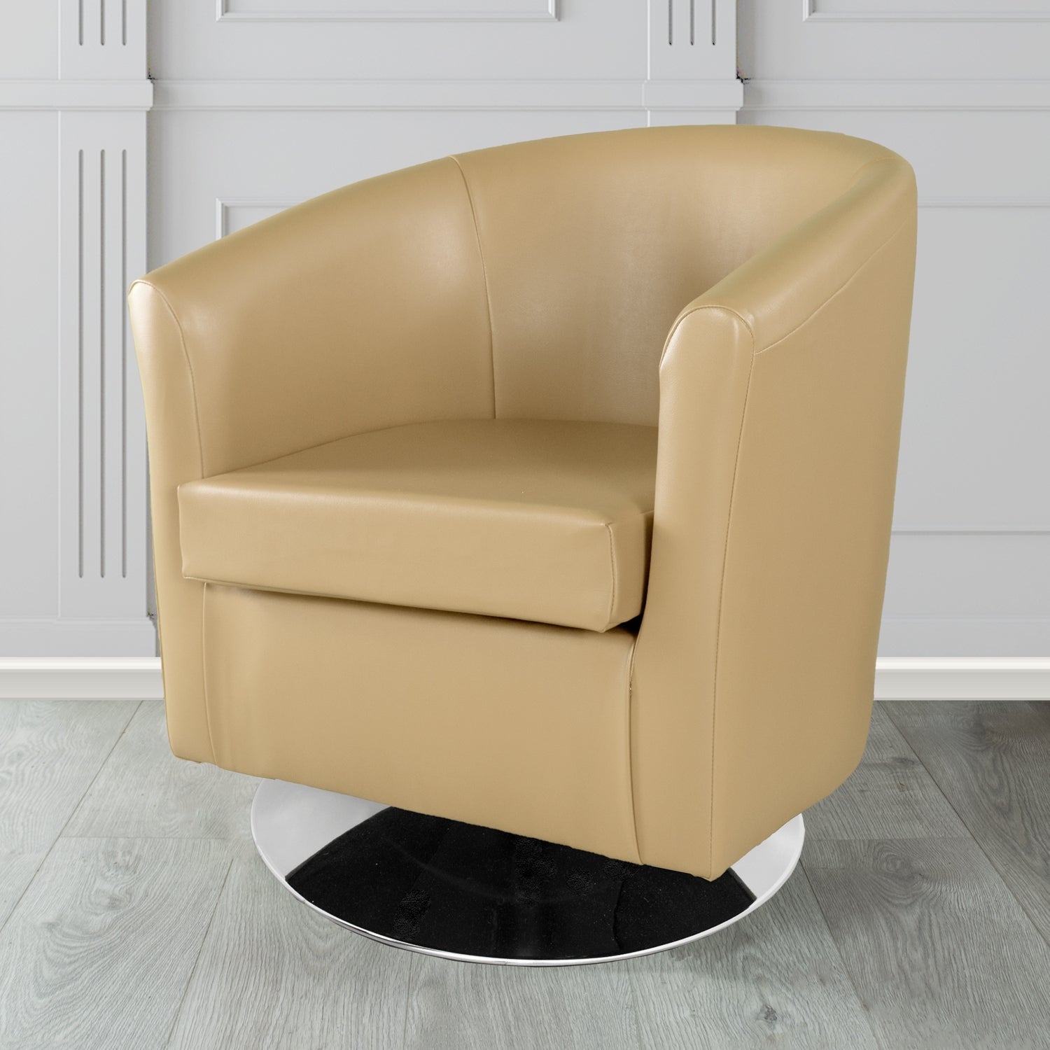 St Tropez Swivel Tub Chair in Chieftain Fabrics Just Colour Crib 5 Faux Leather
