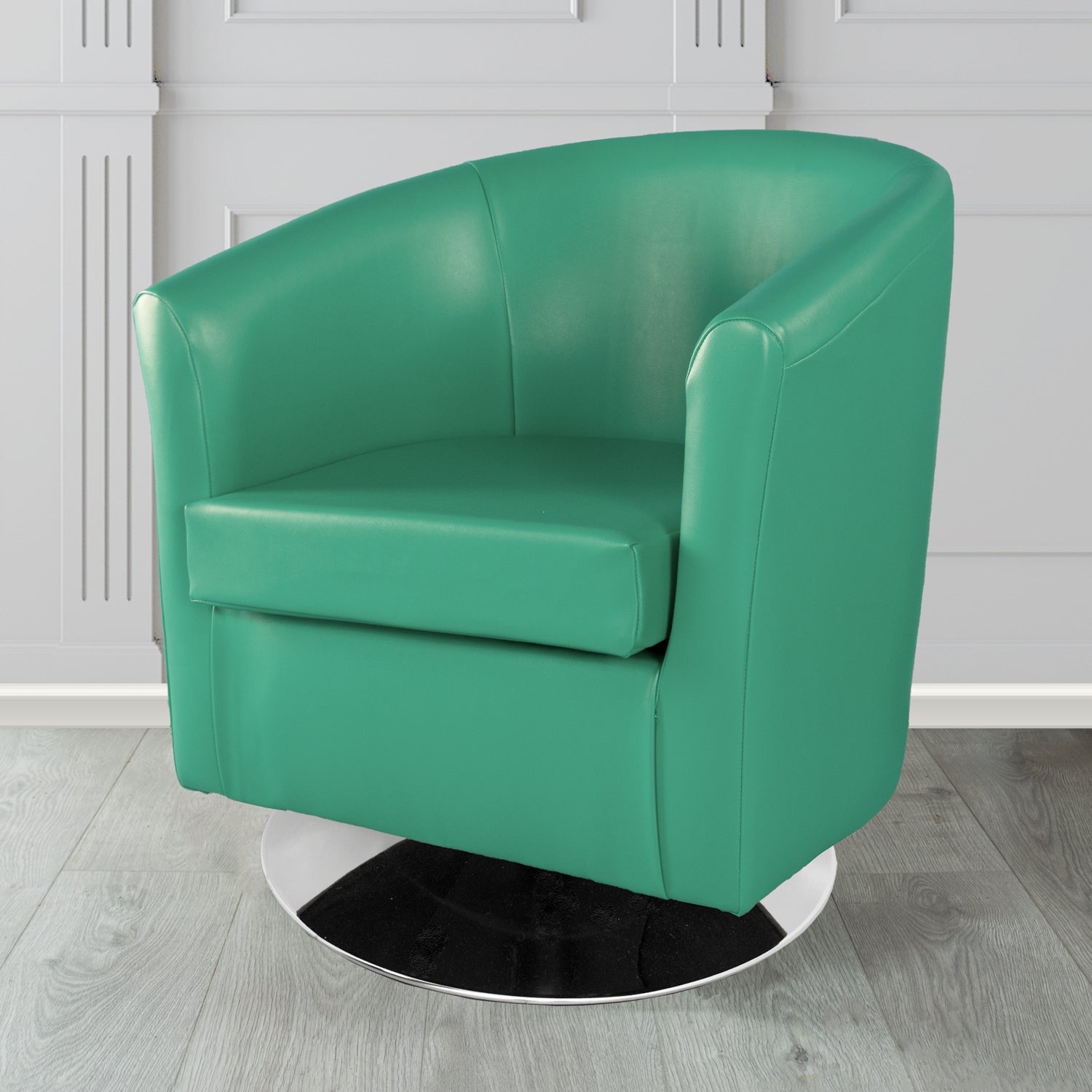St Tropez Swivel Tub Chair in Chieftain Fabrics Just Colour Crib 5 Faux Leather