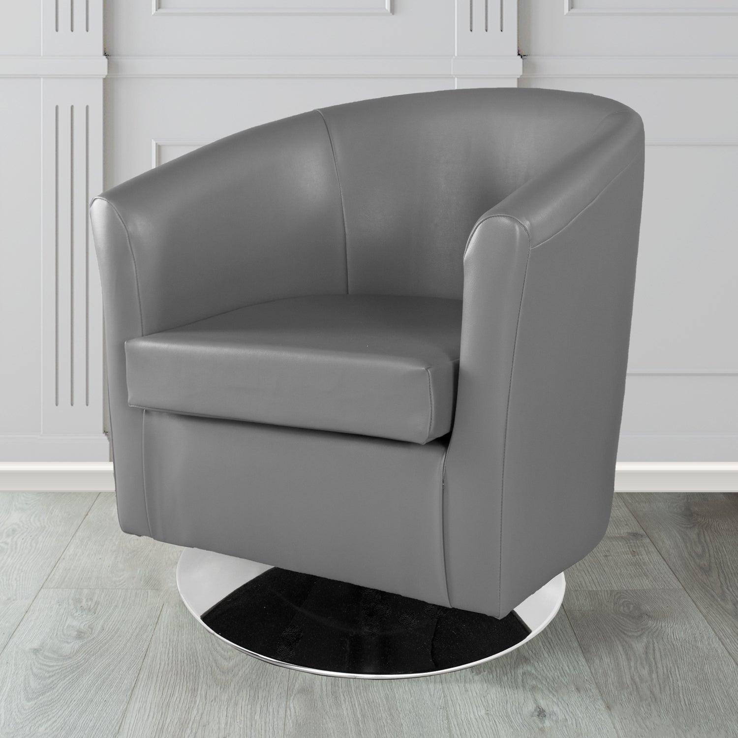 St Tropez Swivel Tub Chair in Chieftain Fabrics Just Colour Crib 5 Faux Leather