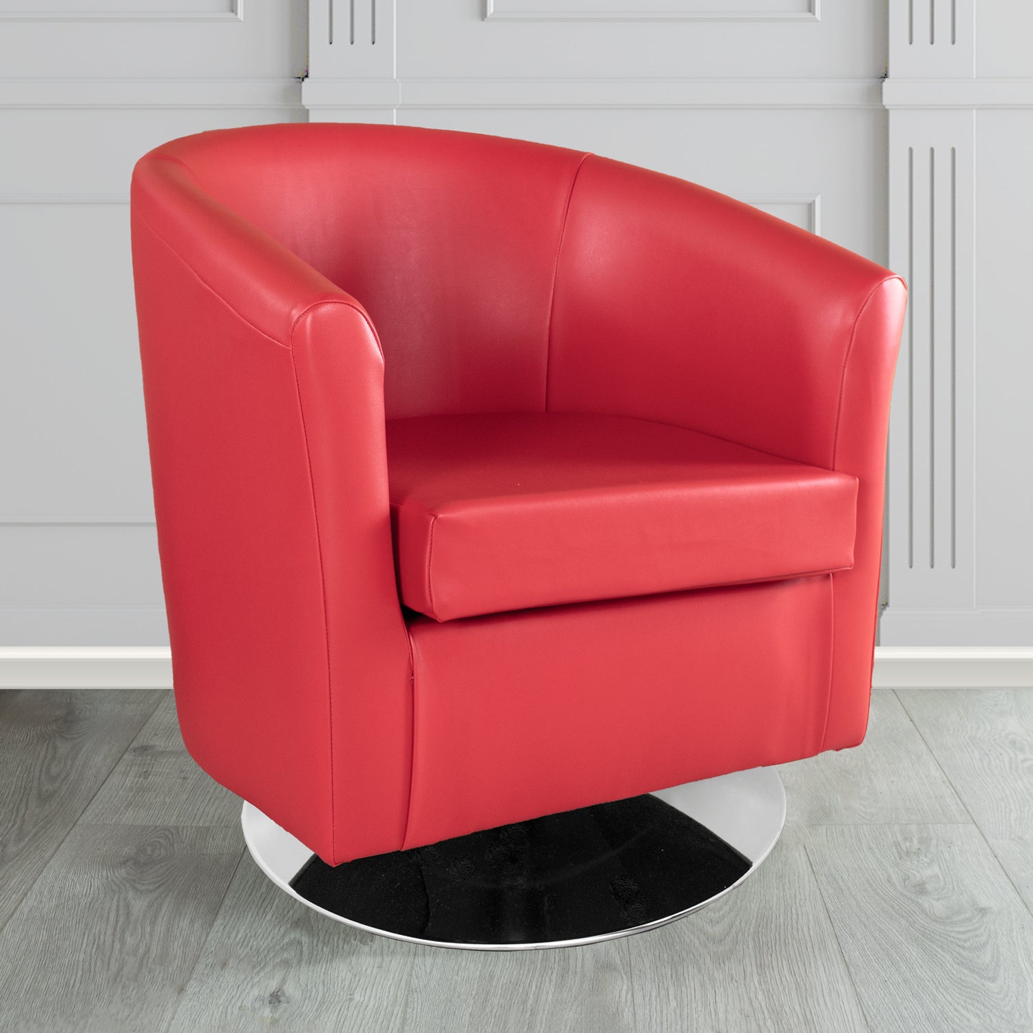 St Tropez Swivel Tub Chair in Chieftain Fabrics Just Colour Crib 5 Faux Leather