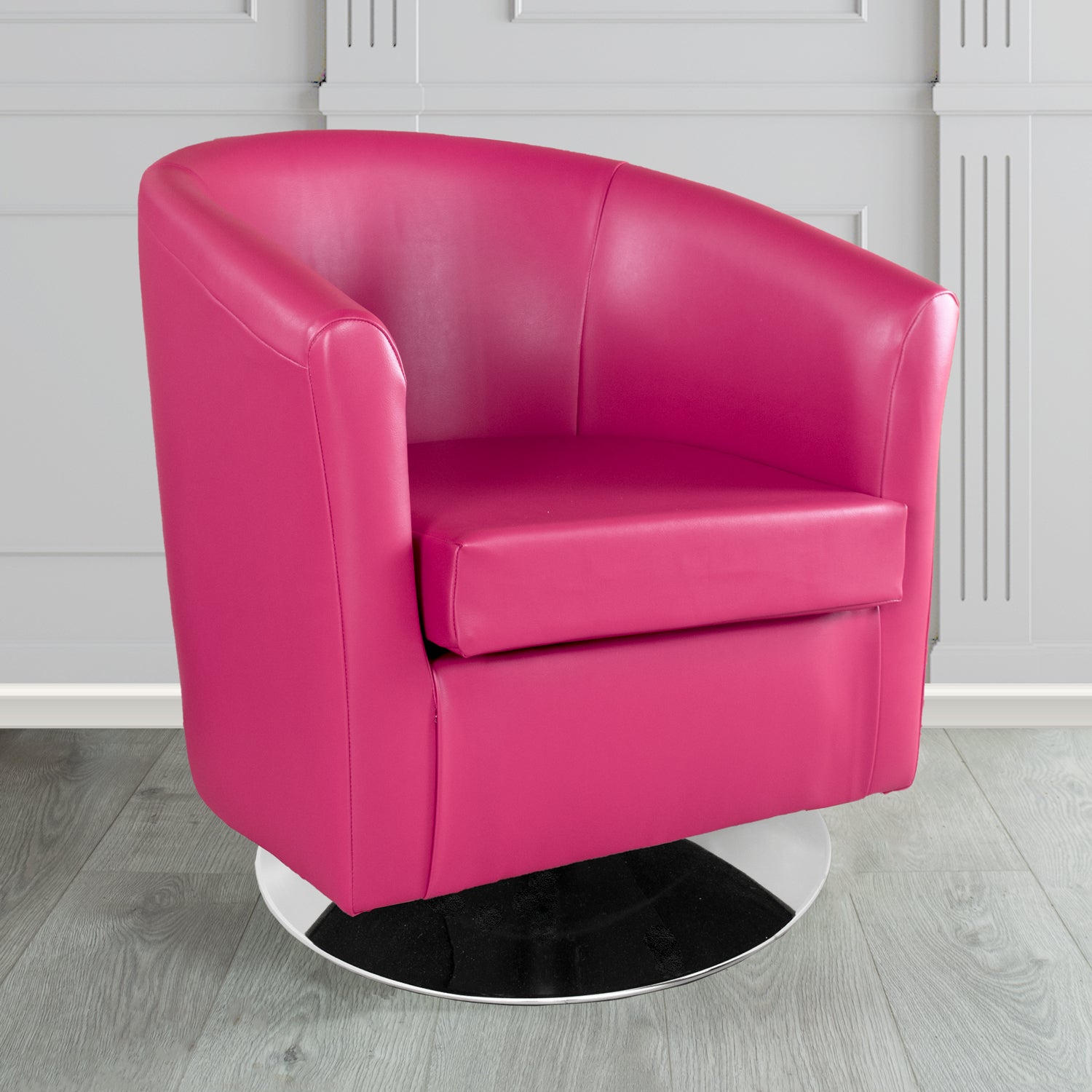 St Tropez Swivel Tub Chair in Chieftain Fabrics Just Colour Crib 5 Faux Leather