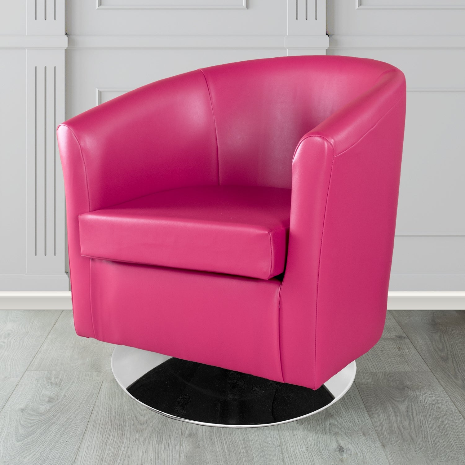 St Tropez Swivel Tub Chair in Chieftain Fabrics Just Colour Crib 5 Faux Leather