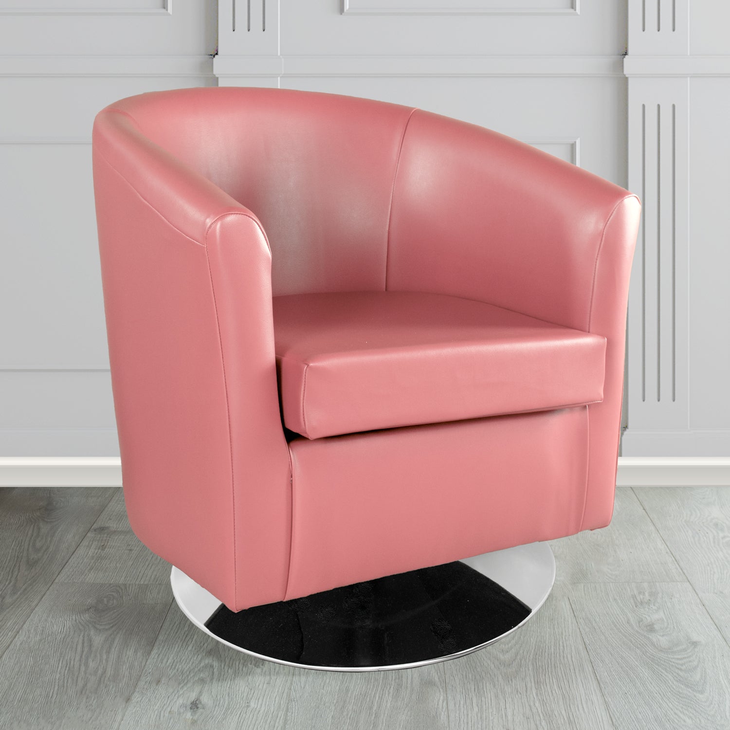 St Tropez Swivel Tub Chair in Chieftain Fabrics Just Colour Crib 5 Faux Leather