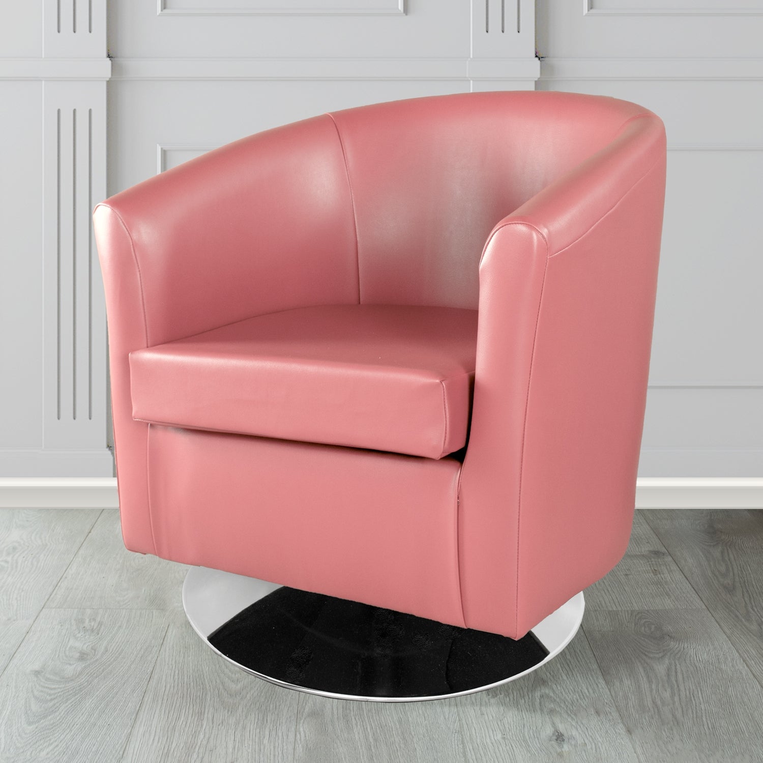 St Tropez Swivel Tub Chair in Chieftain Fabrics Just Colour Crib 5 Faux Leather
