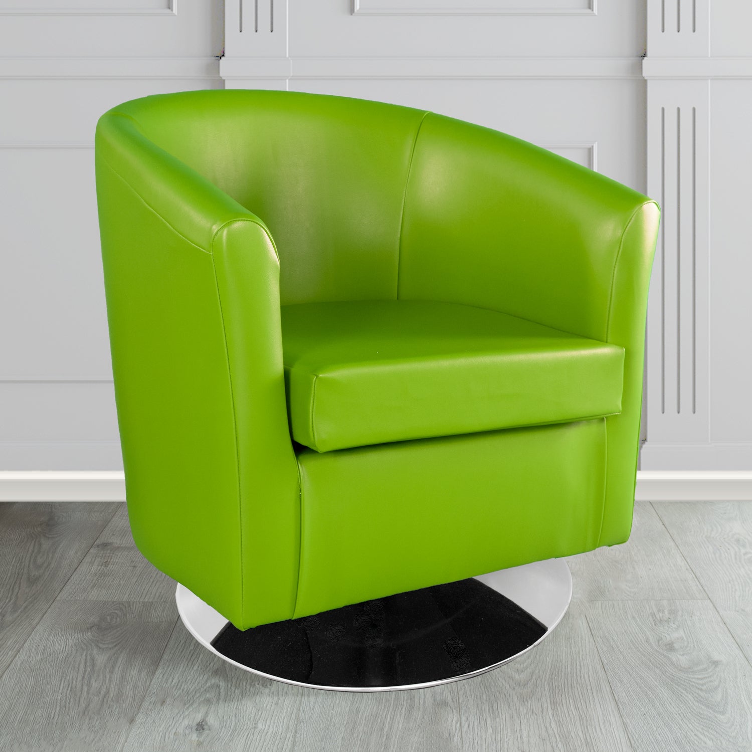 St Tropez Swivel Tub Chair in Chieftain Fabrics Just Colour Crib 5 Faux Leather