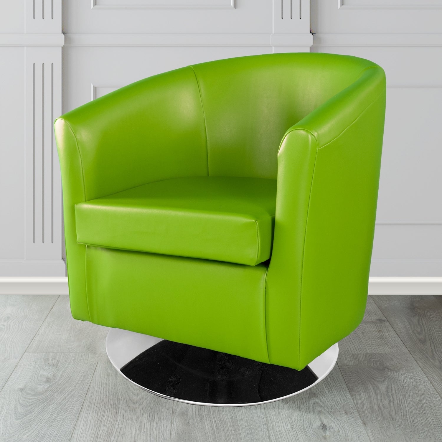 St Tropez Swivel Tub Chair in Chieftain Fabrics Just Colour Crib 5 Faux Leather