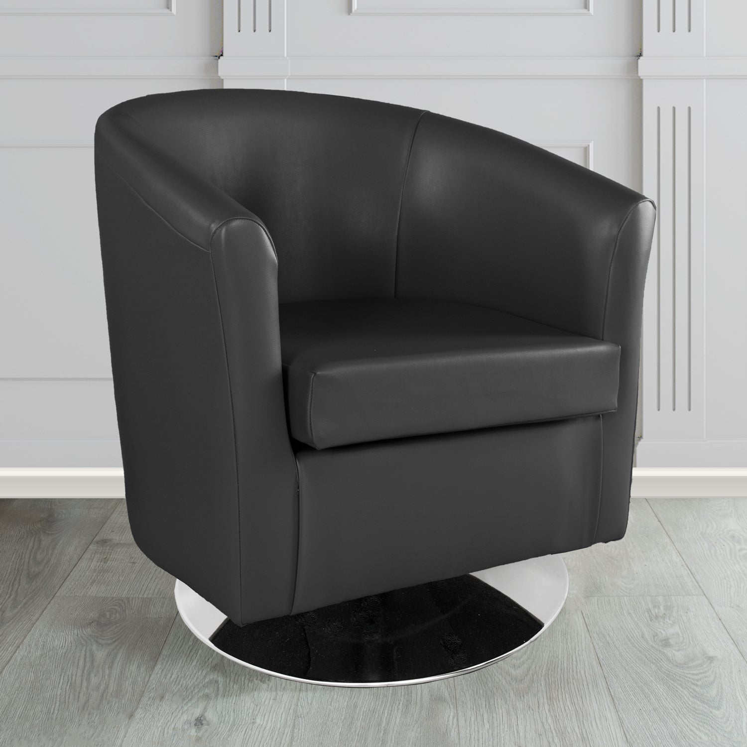 St Tropez Swivel Tub Chair in Chieftain Fabrics Just Colour Crib 5 Faux Leather