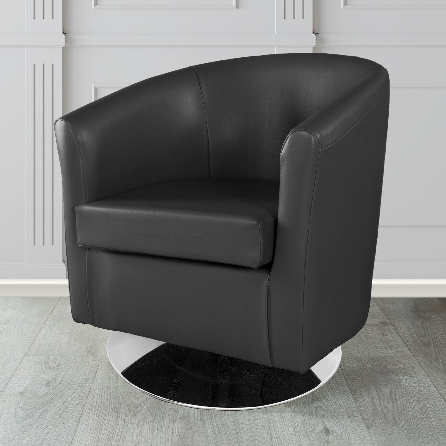 St Tropez Swivel Tub Chair in Chieftain Fabrics Just Colour Crib 5 Faux Leather