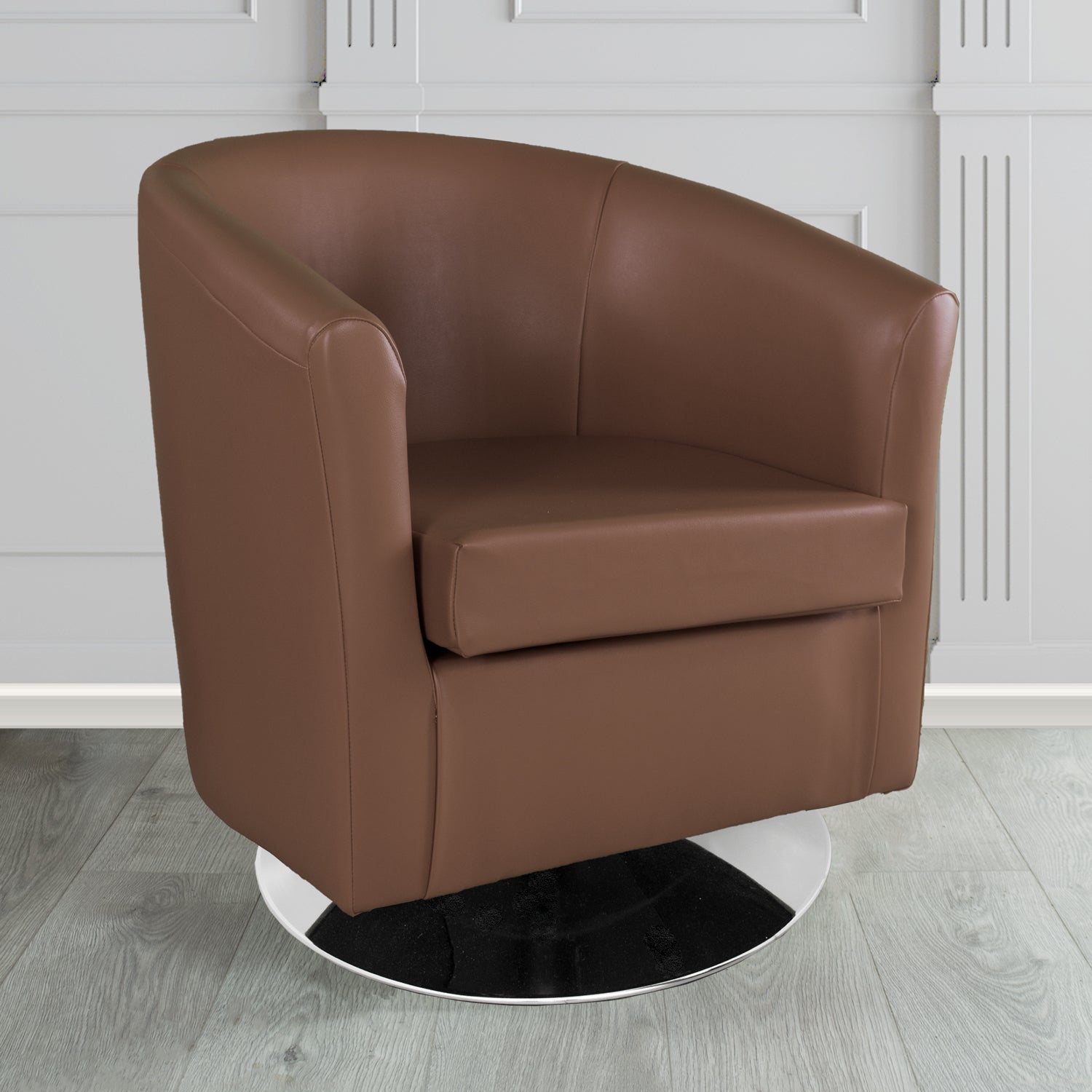 St Tropez Swivel Tub Chair in Chieftain Fabrics Just Colour Crib 5 Faux Leather