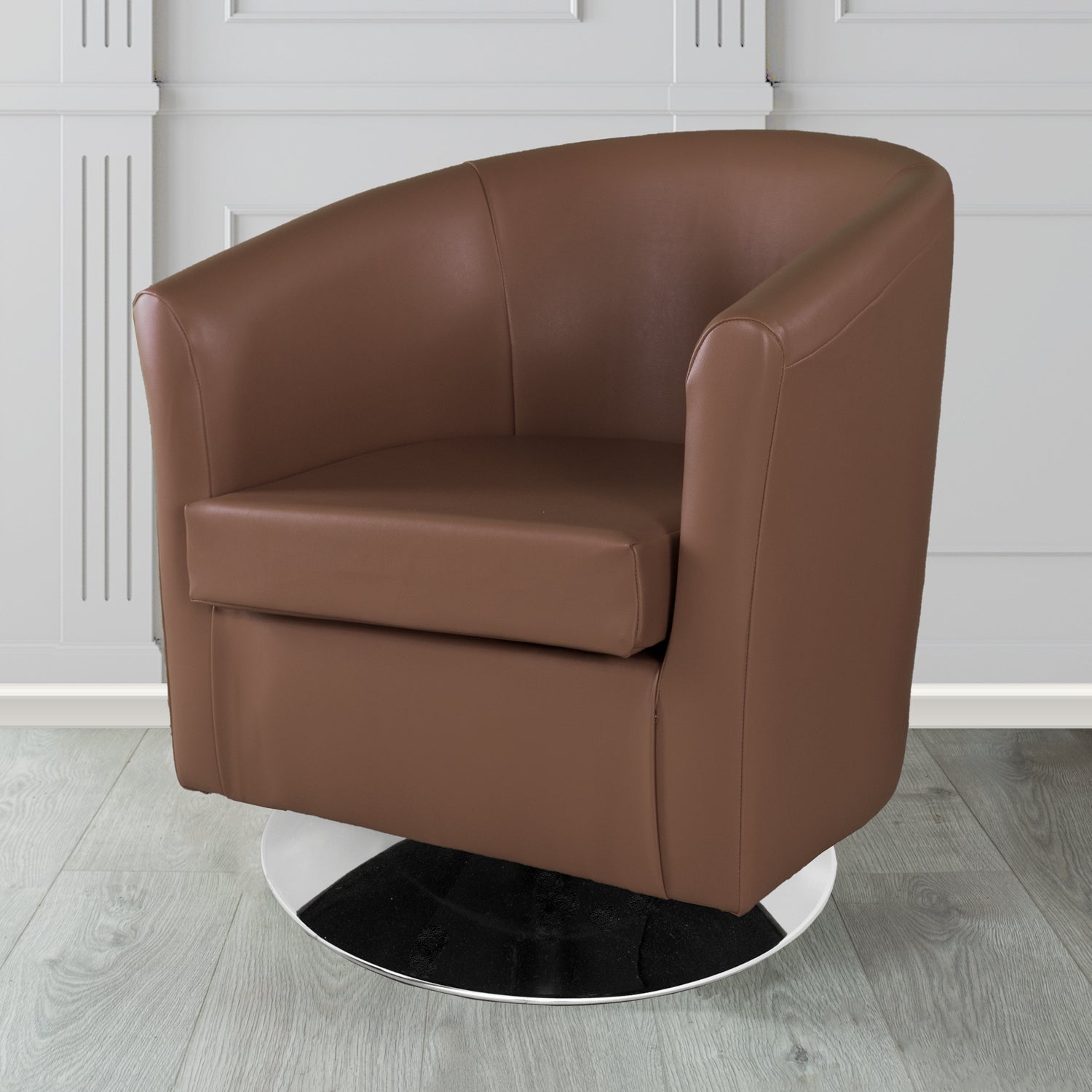 St Tropez Swivel Tub Chair in Chieftain Fabrics Just Colour Crib 5 Faux Leather