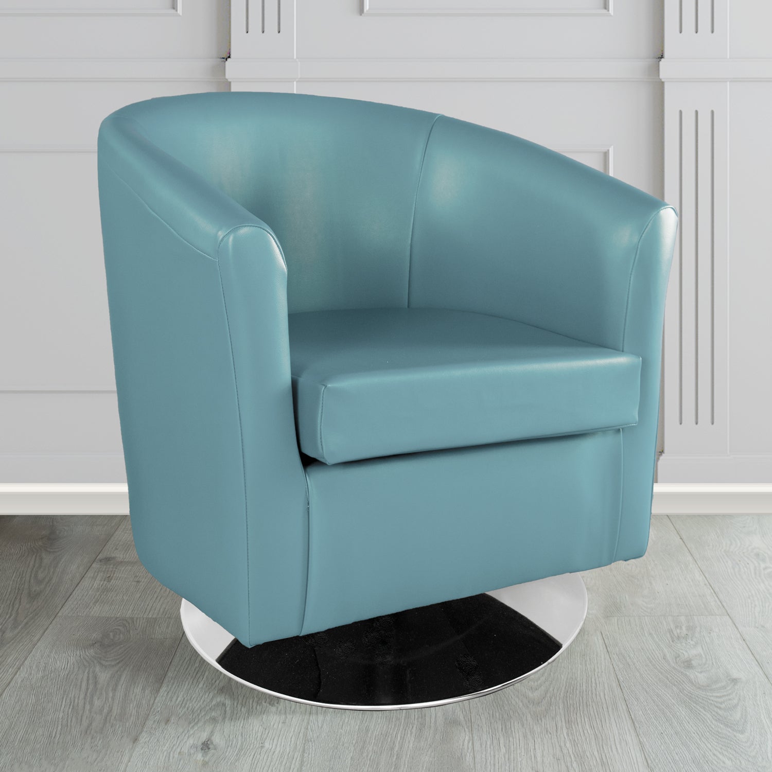 St Tropez Swivel Tub Chair in Chieftain Fabrics Just Colour Crib 5 Faux Leather