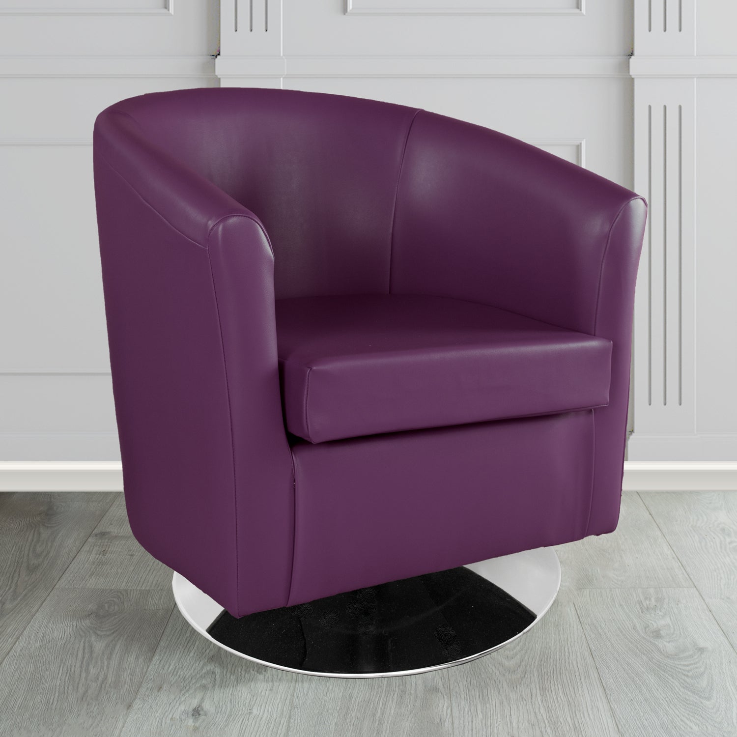 St Tropez Swivel Tub Chair in Chieftain Fabrics Just Colour Crib 5 Faux Leather