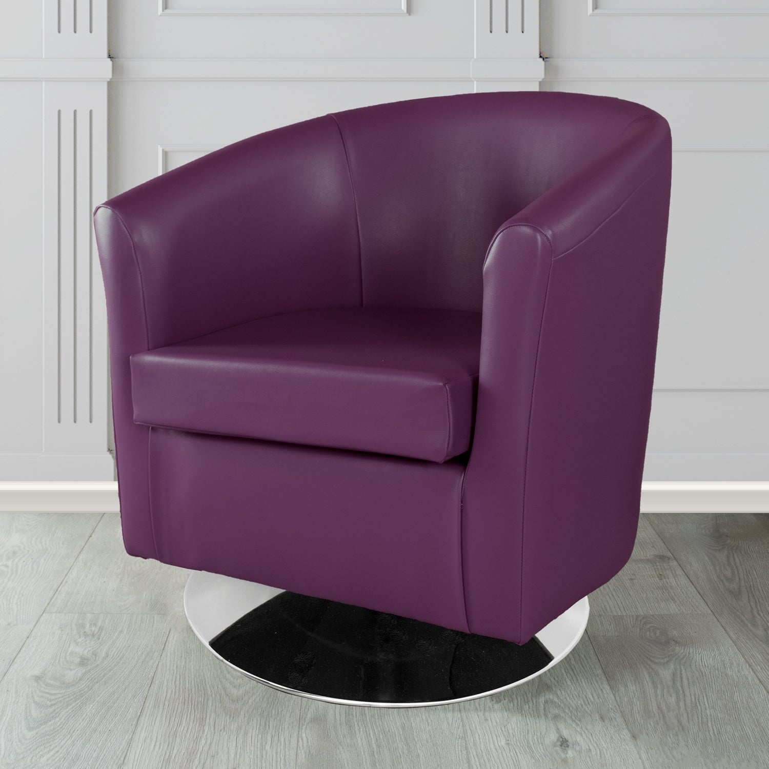 St Tropez Swivel Tub Chair in Chieftain Fabrics Just Colour Crib 5 Faux Leather