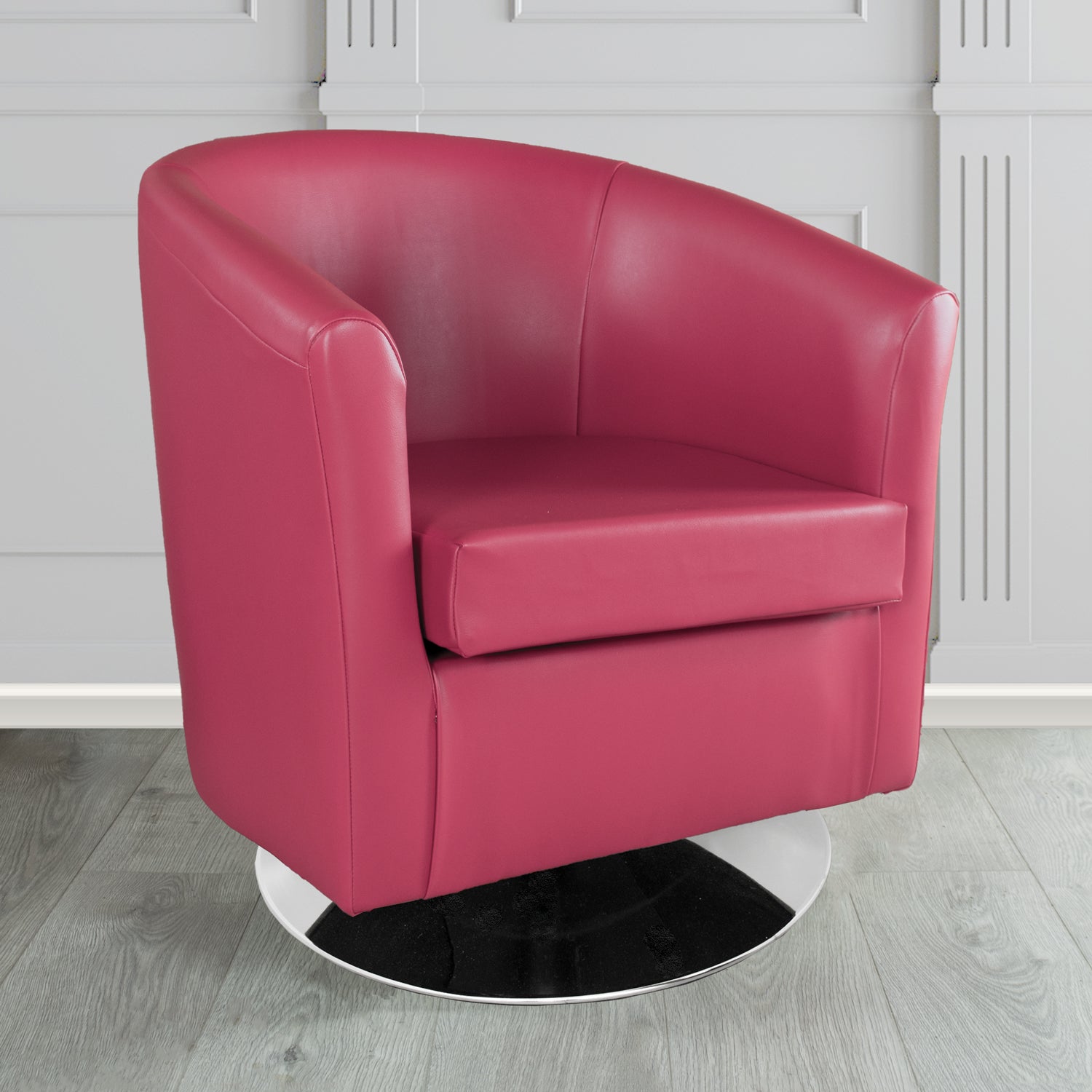 St Tropez Swivel Tub Chair in Chieftain Fabrics Just Colour Crib 5 Faux Leather
