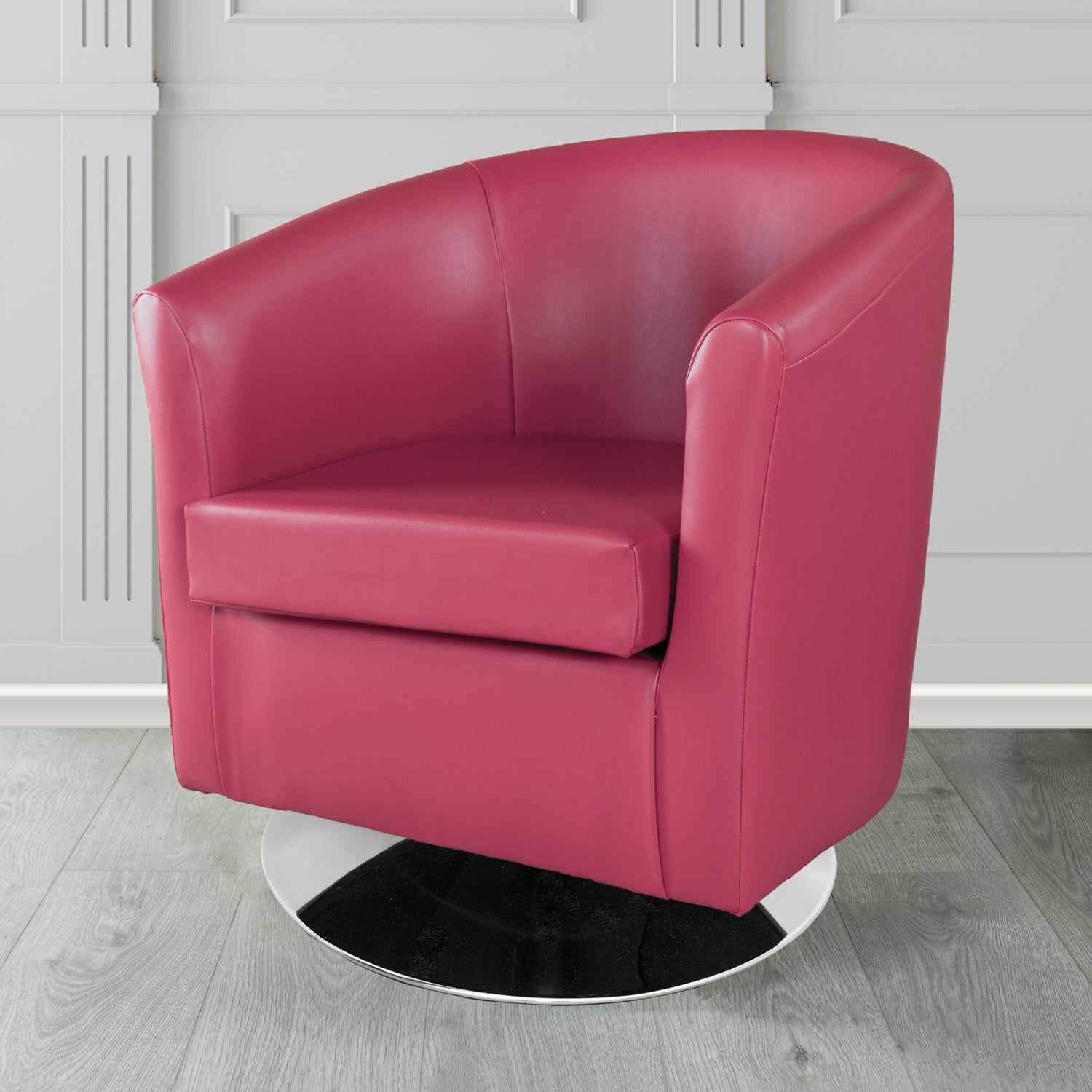 St Tropez Swivel Tub Chair in Chieftain Fabrics Just Colour Crib 5 Faux Leather