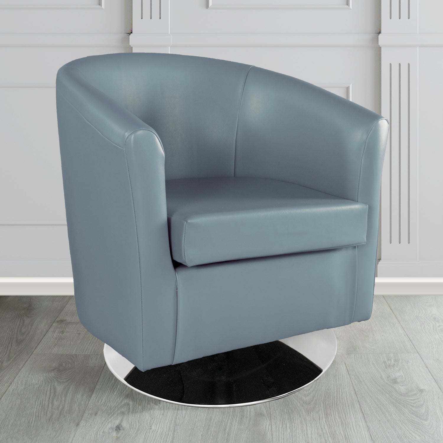 St Tropez Swivel Tub Chair in Chieftain Fabrics Just Colour Crib 5 Faux Leather