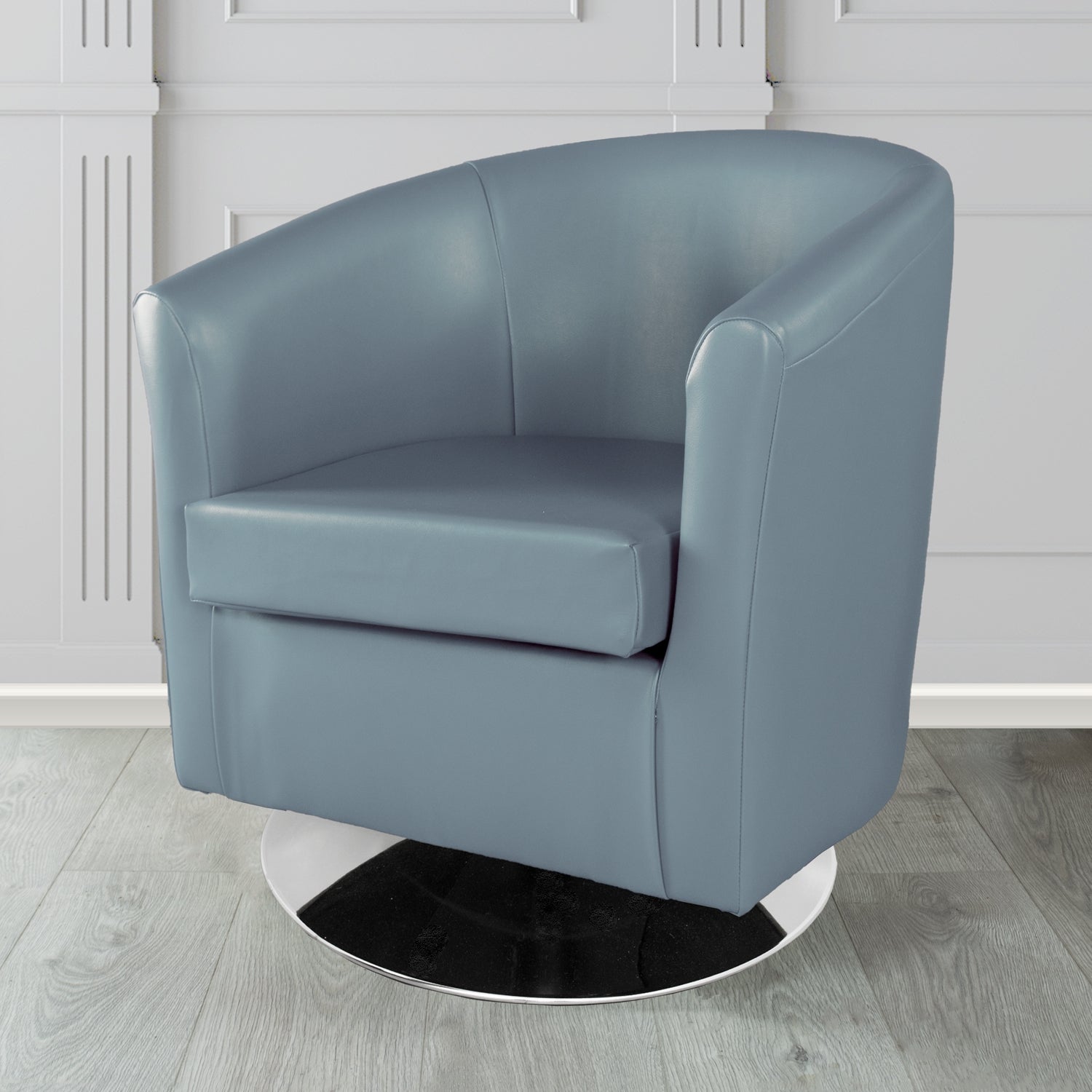 St Tropez Swivel Tub Chair in Chieftain Fabrics Just Colour Crib 5 Faux Leather