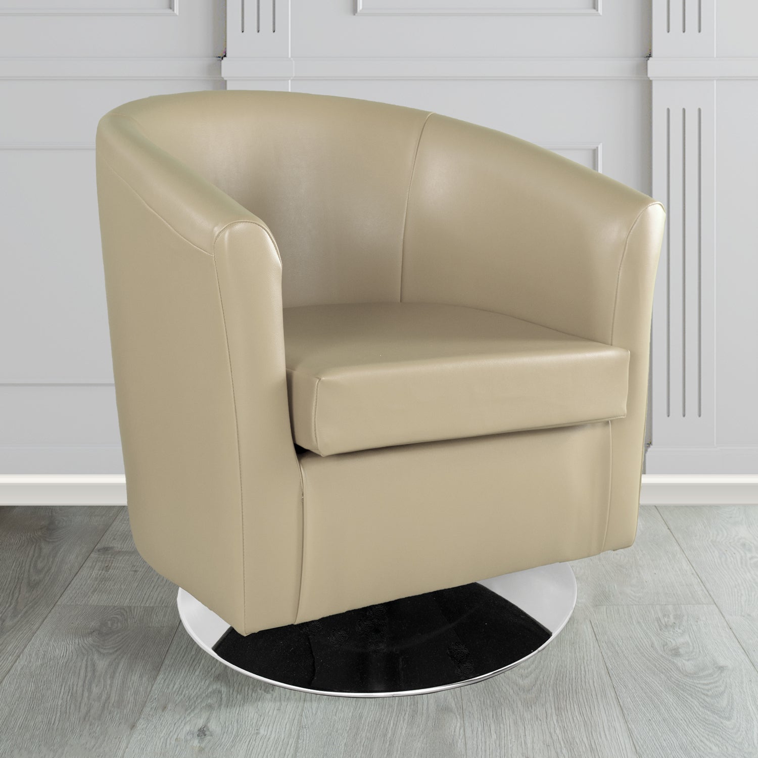St Tropez Swivel Tub Chair in Chieftain Fabrics Just Colour Crib 5 Faux Leather