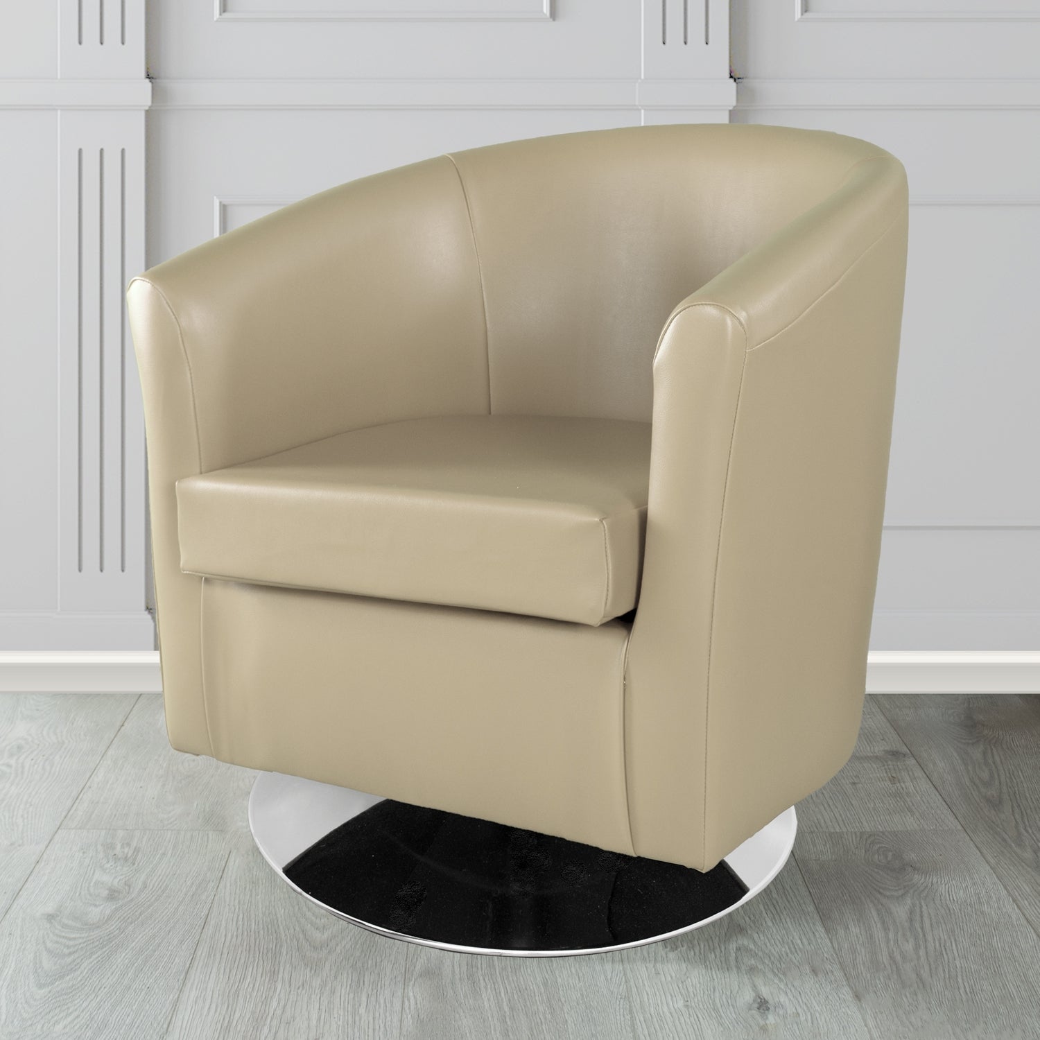 St Tropez Swivel Tub Chair in Chieftain Fabrics Just Colour Crib 5 Faux Leather