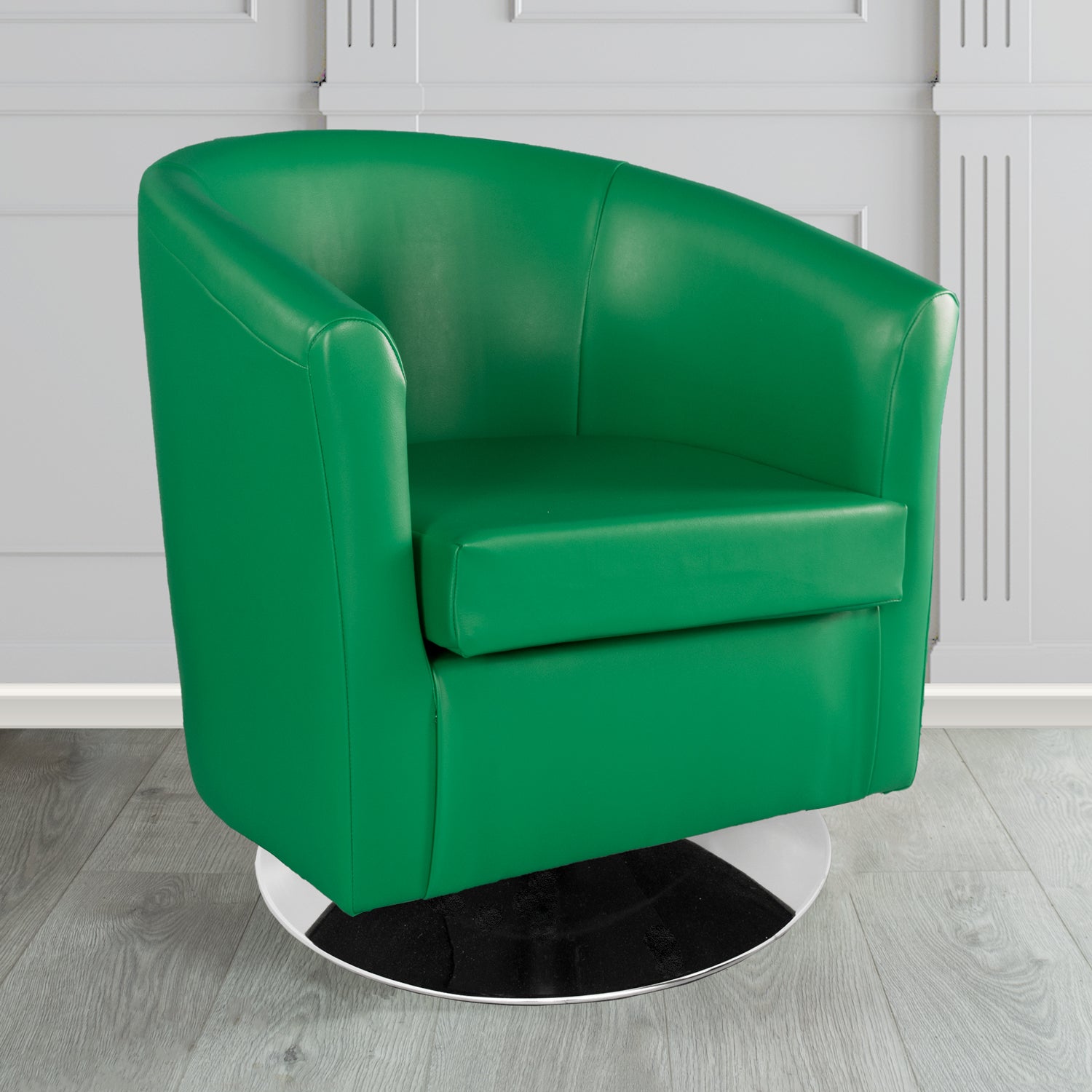 St Tropez Swivel Tub Chair in Chieftain Fabrics Just Colour Crib 5 Faux Leather