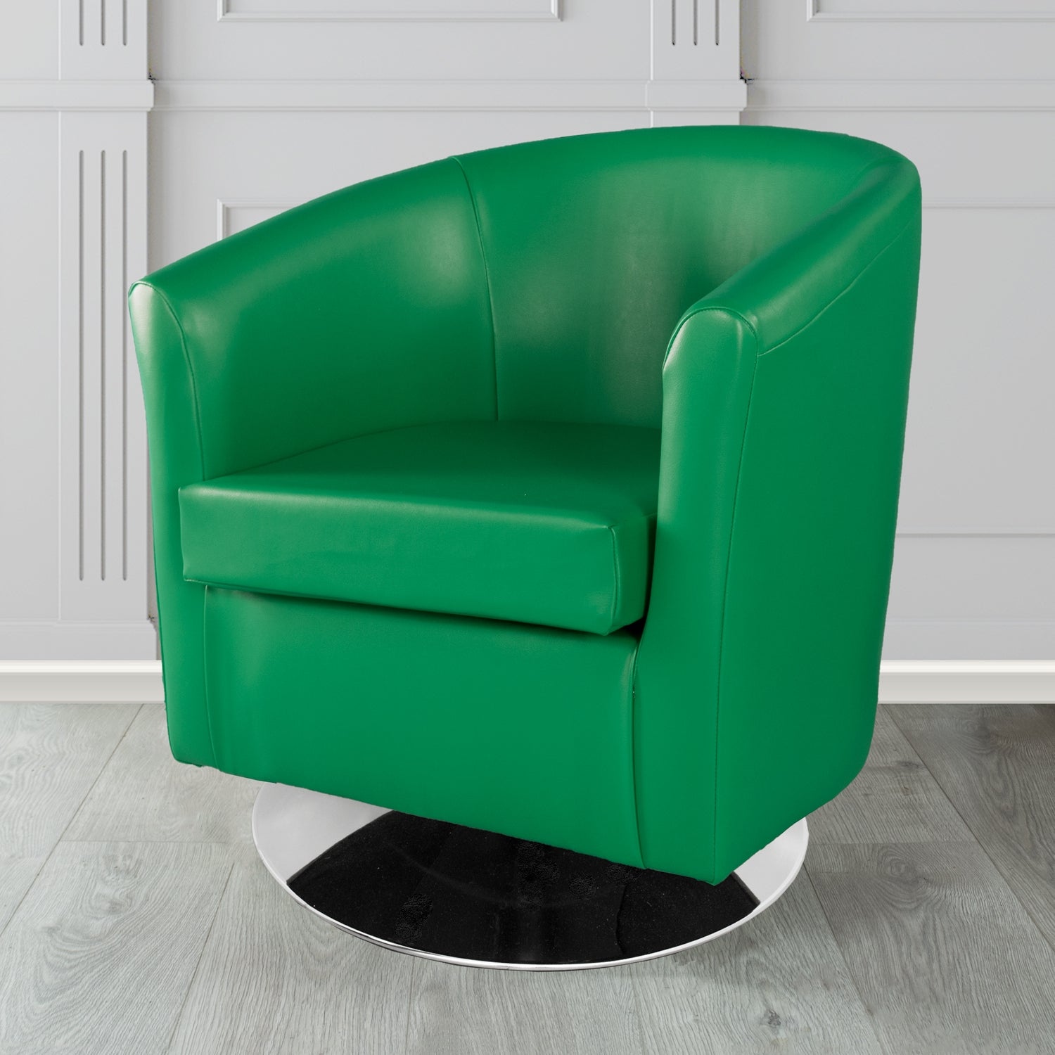 St Tropez Swivel Tub Chair in Chieftain Fabrics Just Colour Crib 5 Faux Leather