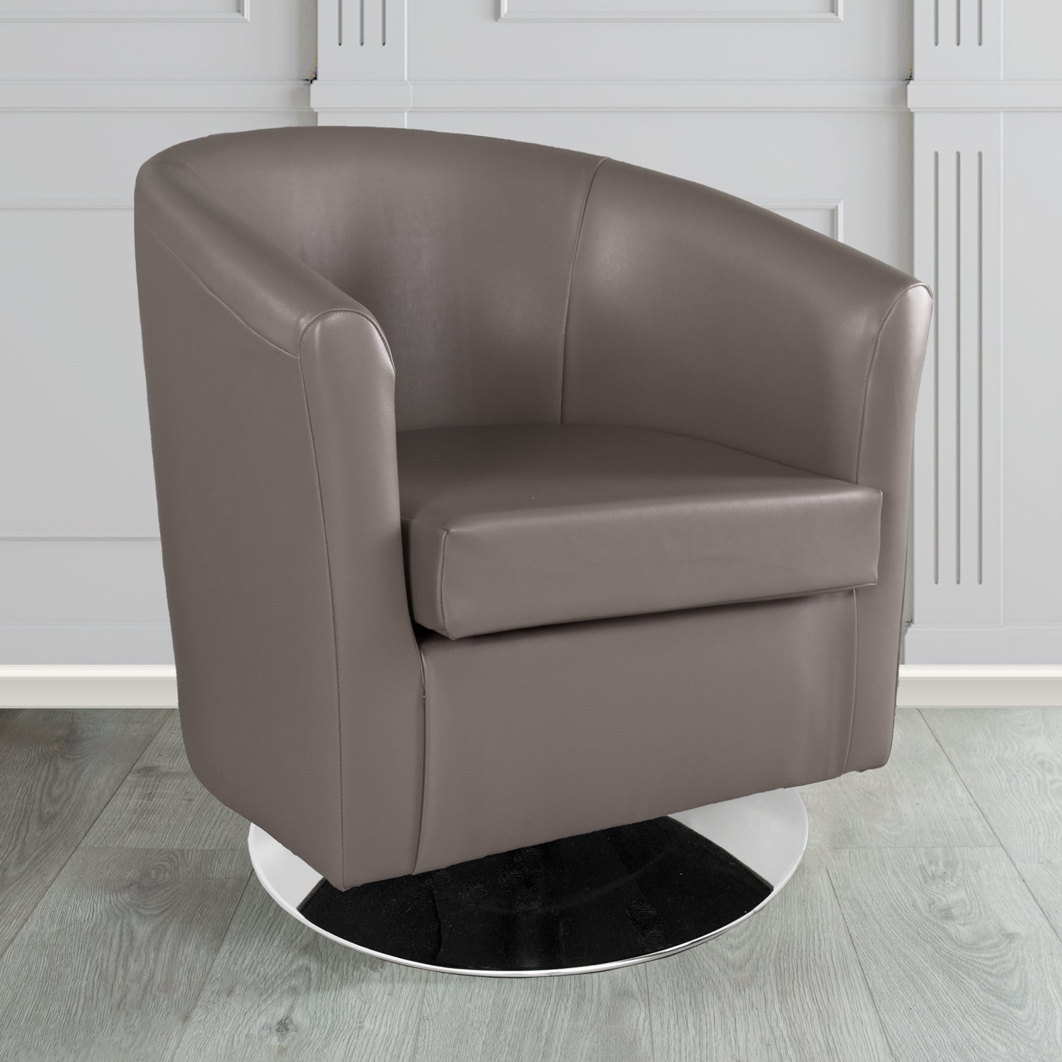 St Tropez Swivel Tub Chair in Chieftain Fabrics Just Colour Crib 5 Faux Leather