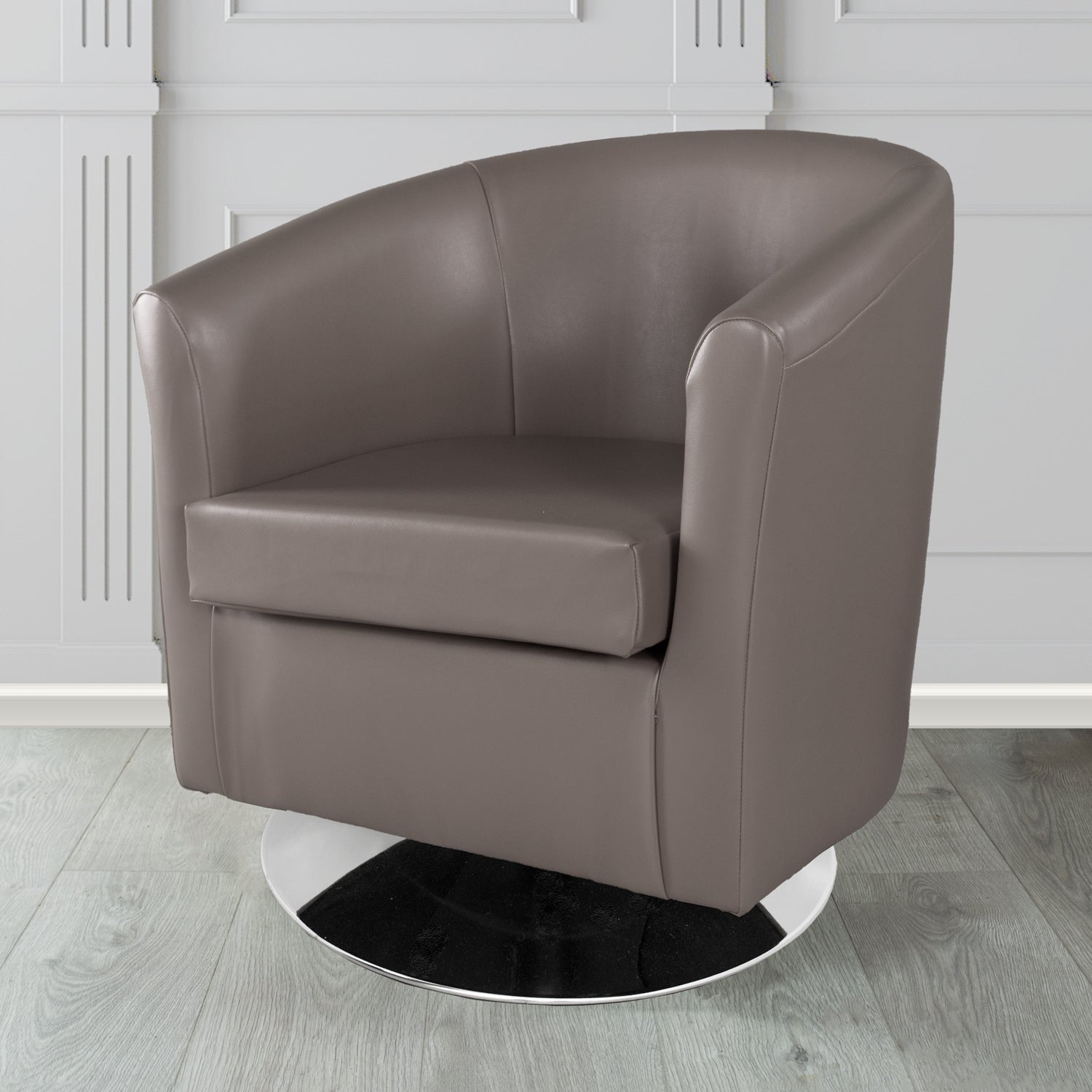 St Tropez Swivel Tub Chair in Chieftain Fabrics Just Colour Crib 5 Faux Leather