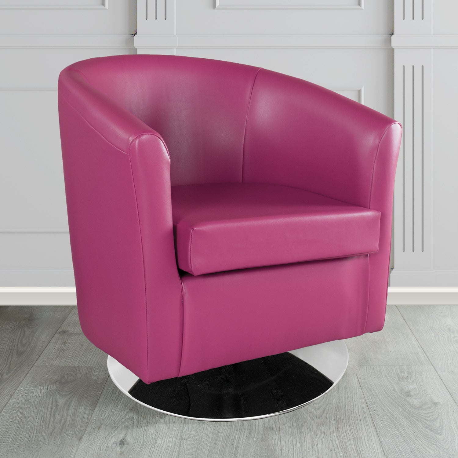St Tropez Swivel Tub Chair in Chieftain Fabrics Just Colour Crib 5 Faux Leather