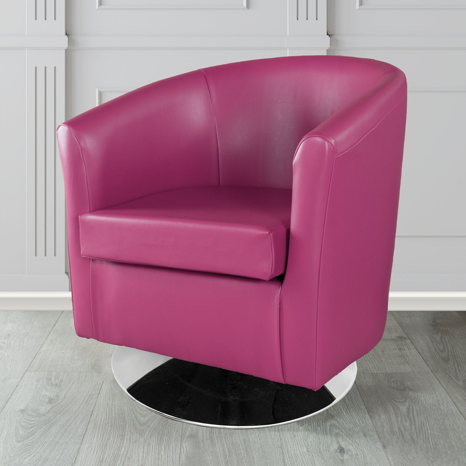St Tropez Swivel Tub Chair in Chieftain Fabrics Just Colour Crib 5 Faux Leather