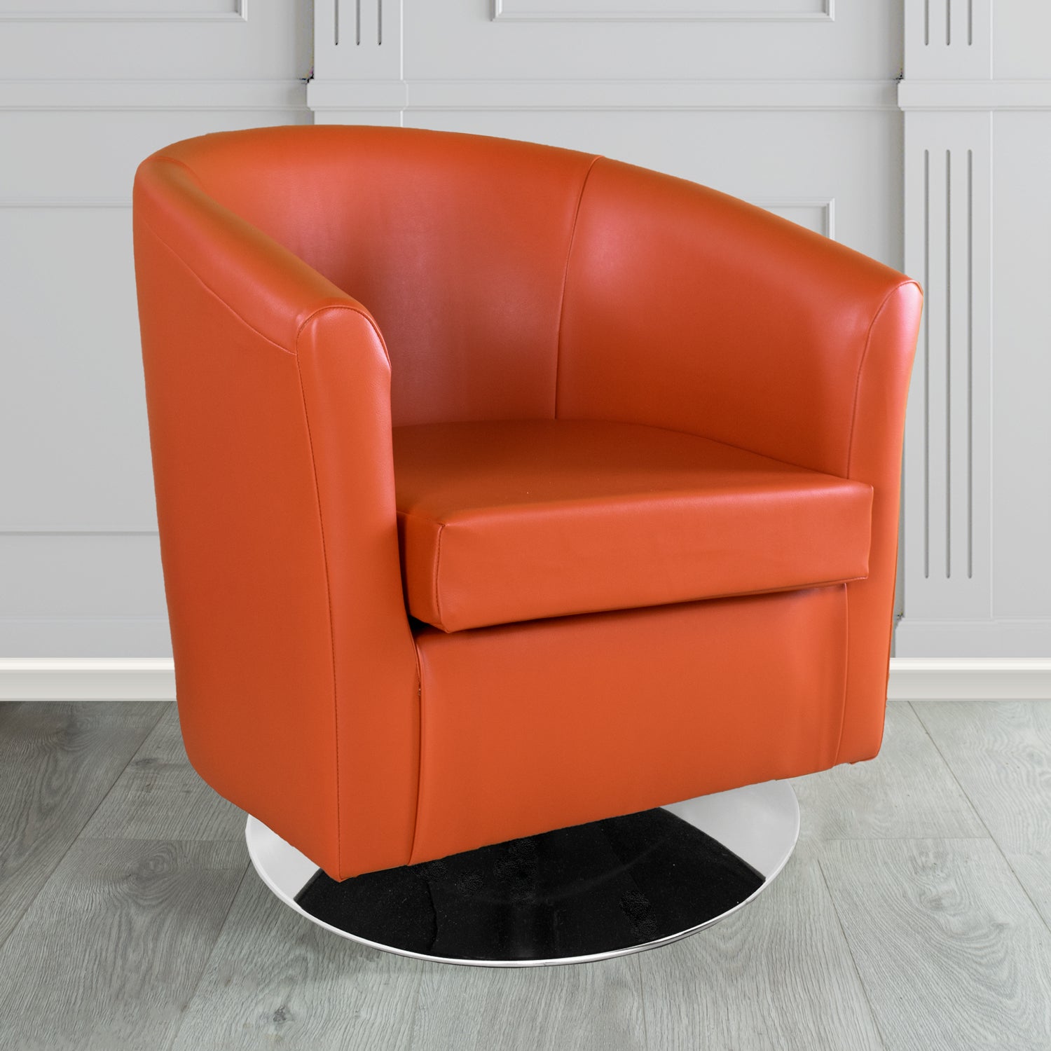 St Tropez Swivel Tub Chair in Chieftain Fabrics Just Colour Crib 5 Faux Leather