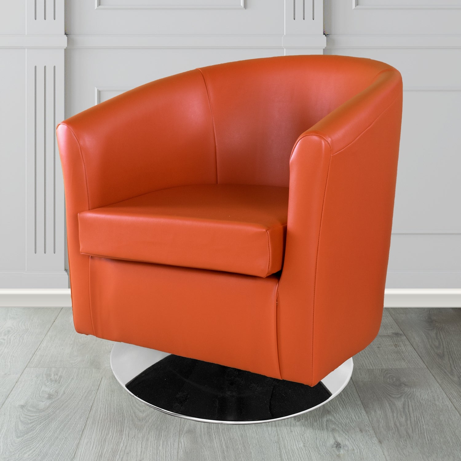 St Tropez Swivel Tub Chair in Chieftain Fabrics Just Colour Crib 5 Faux Leather