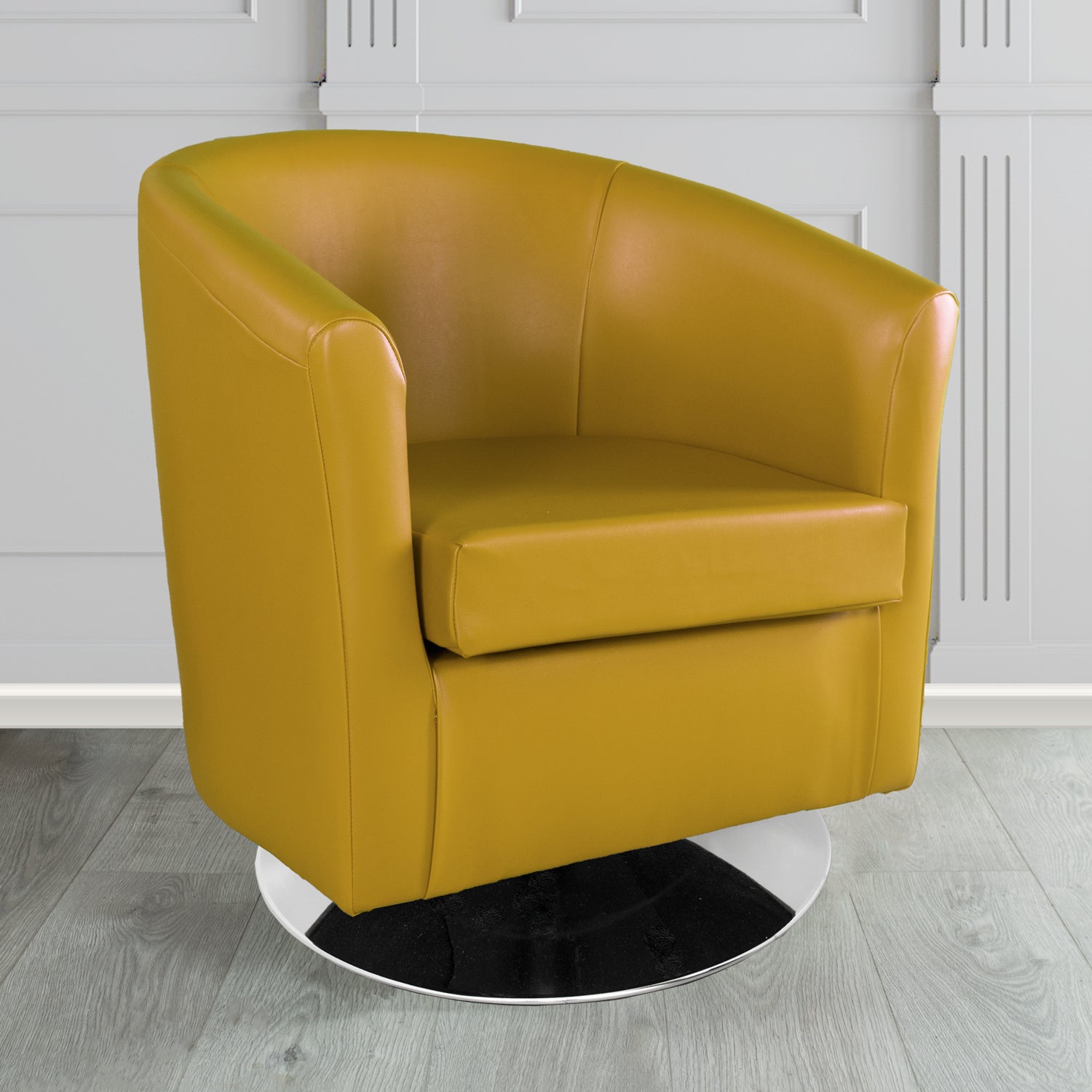 St Tropez Swivel Tub Chair in Chieftain Fabrics Just Colour Crib 5 Faux Leather