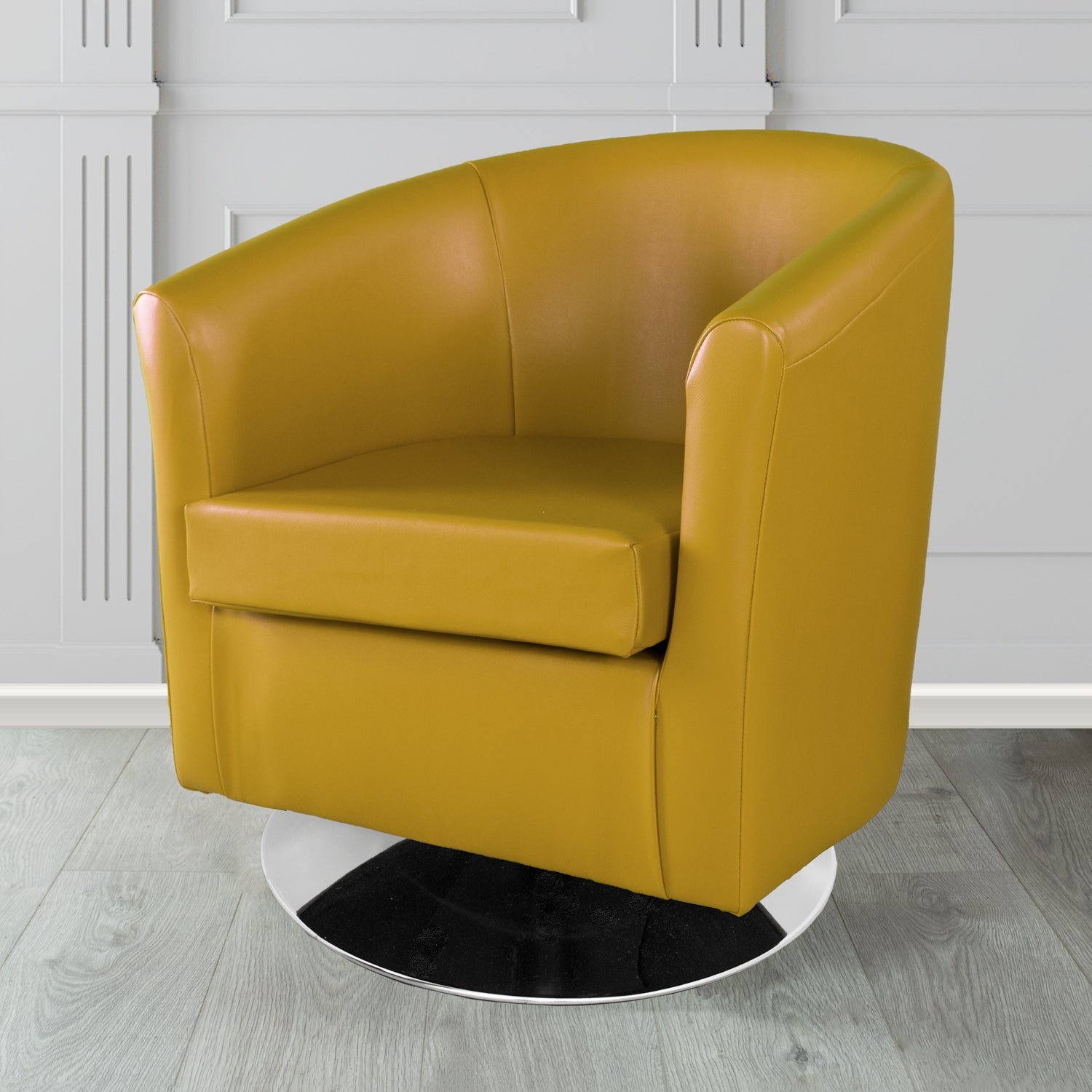 St Tropez Swivel Tub Chair in Chieftain Fabrics Just Colour Crib 5 Faux Leather