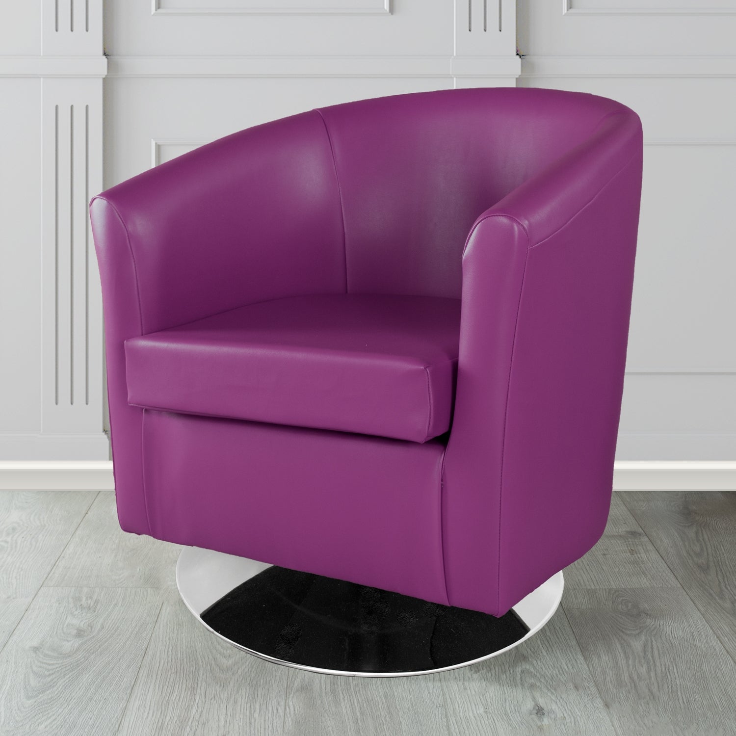 St Tropez Swivel Tub Chair in Chieftain Fabrics Just Colour Crib 5 Faux Leather