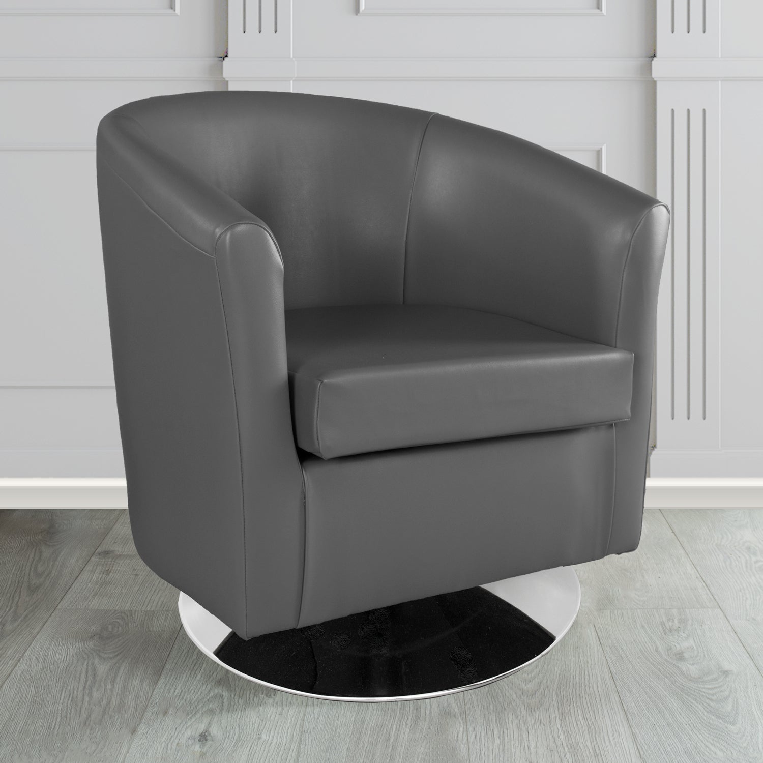 St Tropez Swivel Tub Chair in Chieftain Fabrics Just Colour Crib 5 Faux Leather