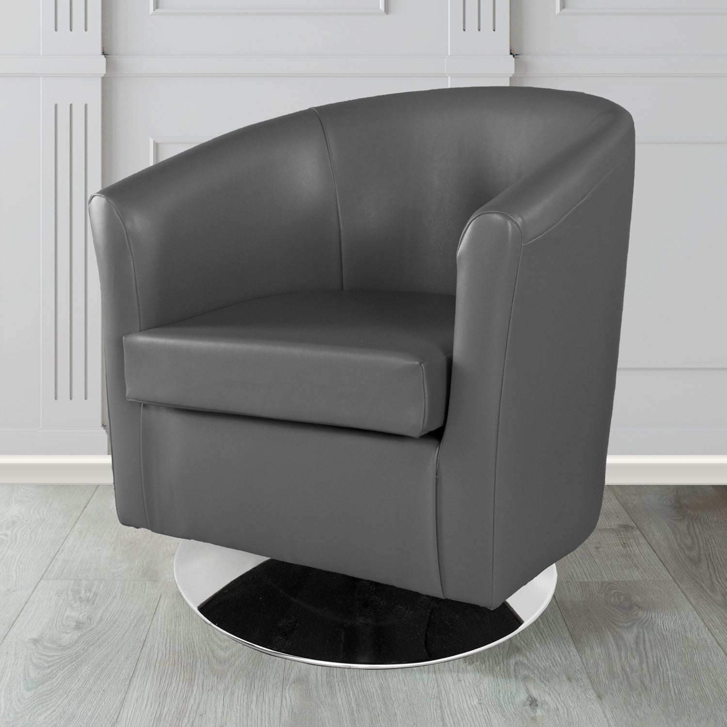 St Tropez Swivel Tub Chair in Chieftain Fabrics Just Colour Crib 5 Faux Leather