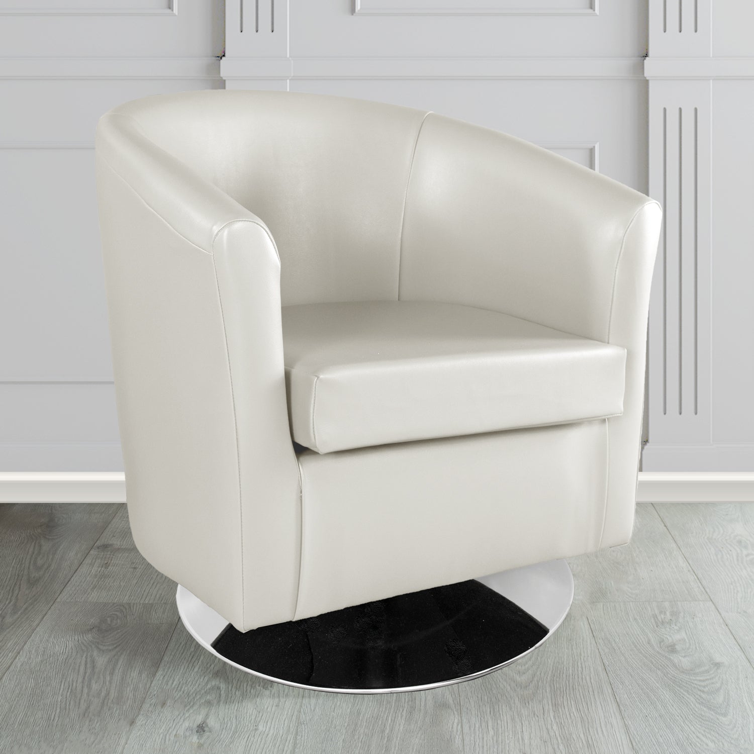 St Tropez Swivel Tub Chair in Chieftain Fabrics Just Colour Crib 5 Faux Leather