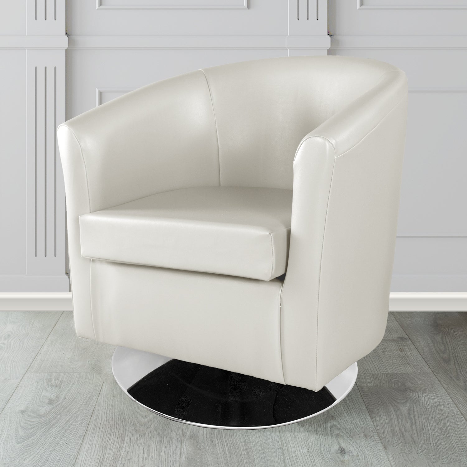St Tropez Swivel Tub Chair in Chieftain Fabrics Just Colour Crib 5 Faux Leather