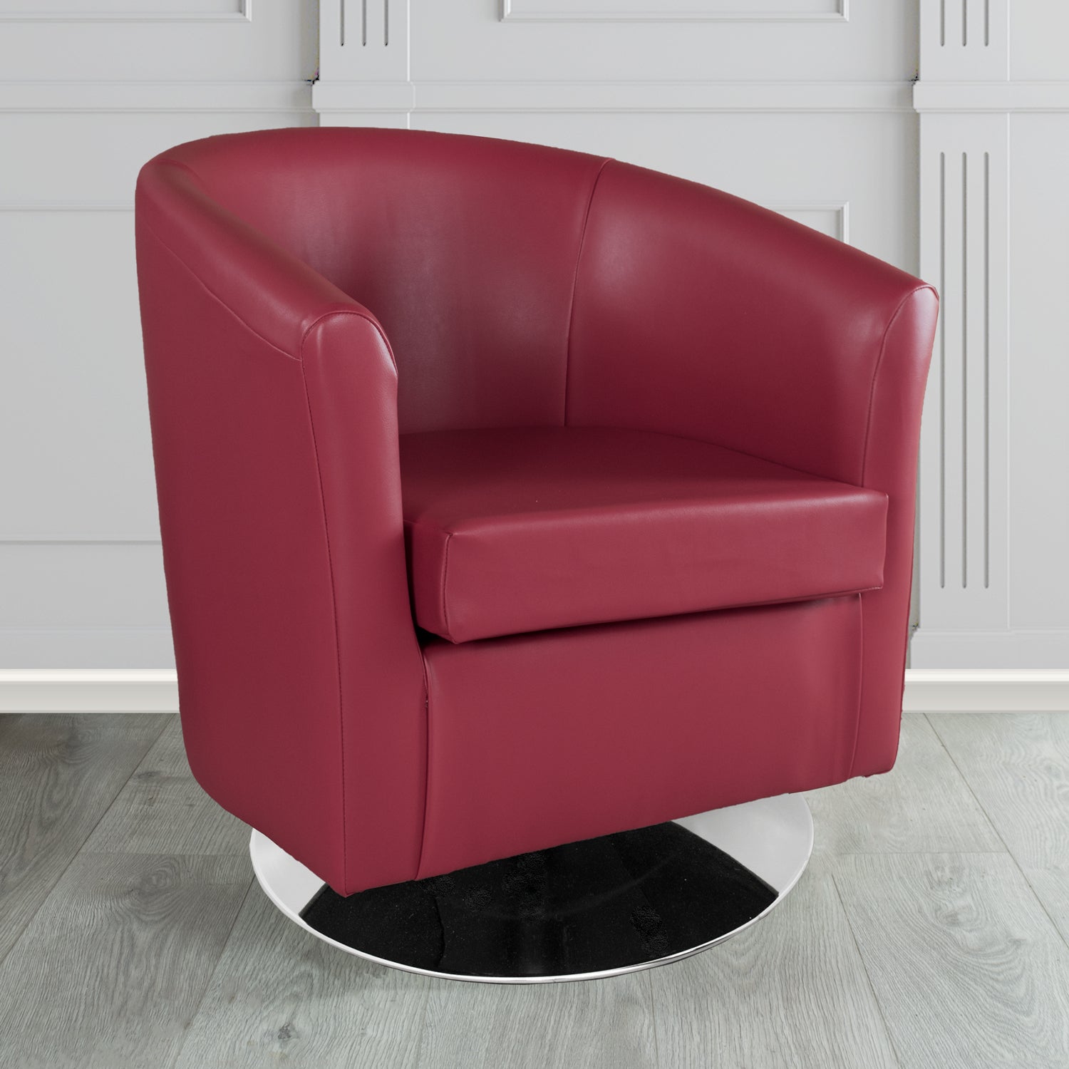 St Tropez Swivel Tub Chair in Chieftain Fabrics Just Colour Crib 5 Faux Leather